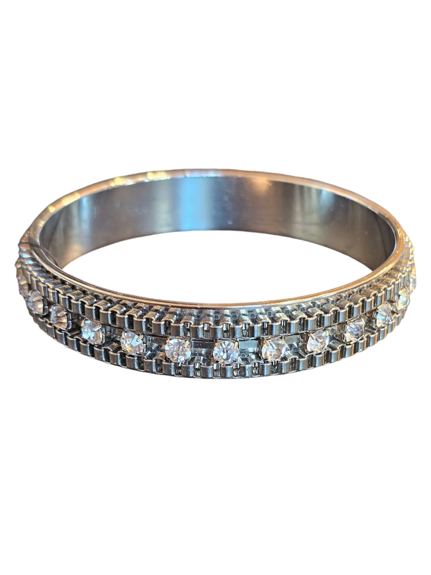 Silver/Crystal Large Bangle