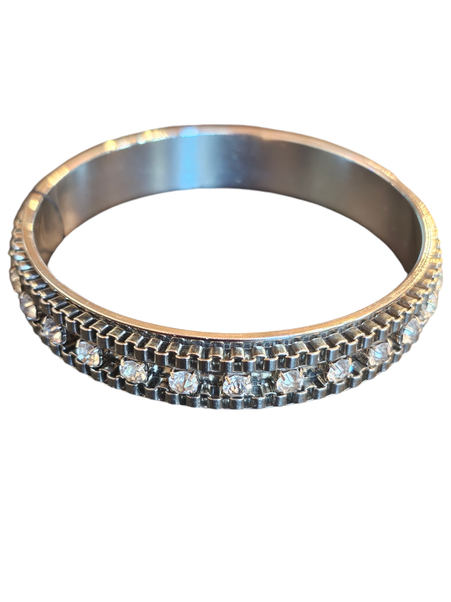 Silver/Crystal Large Bangle