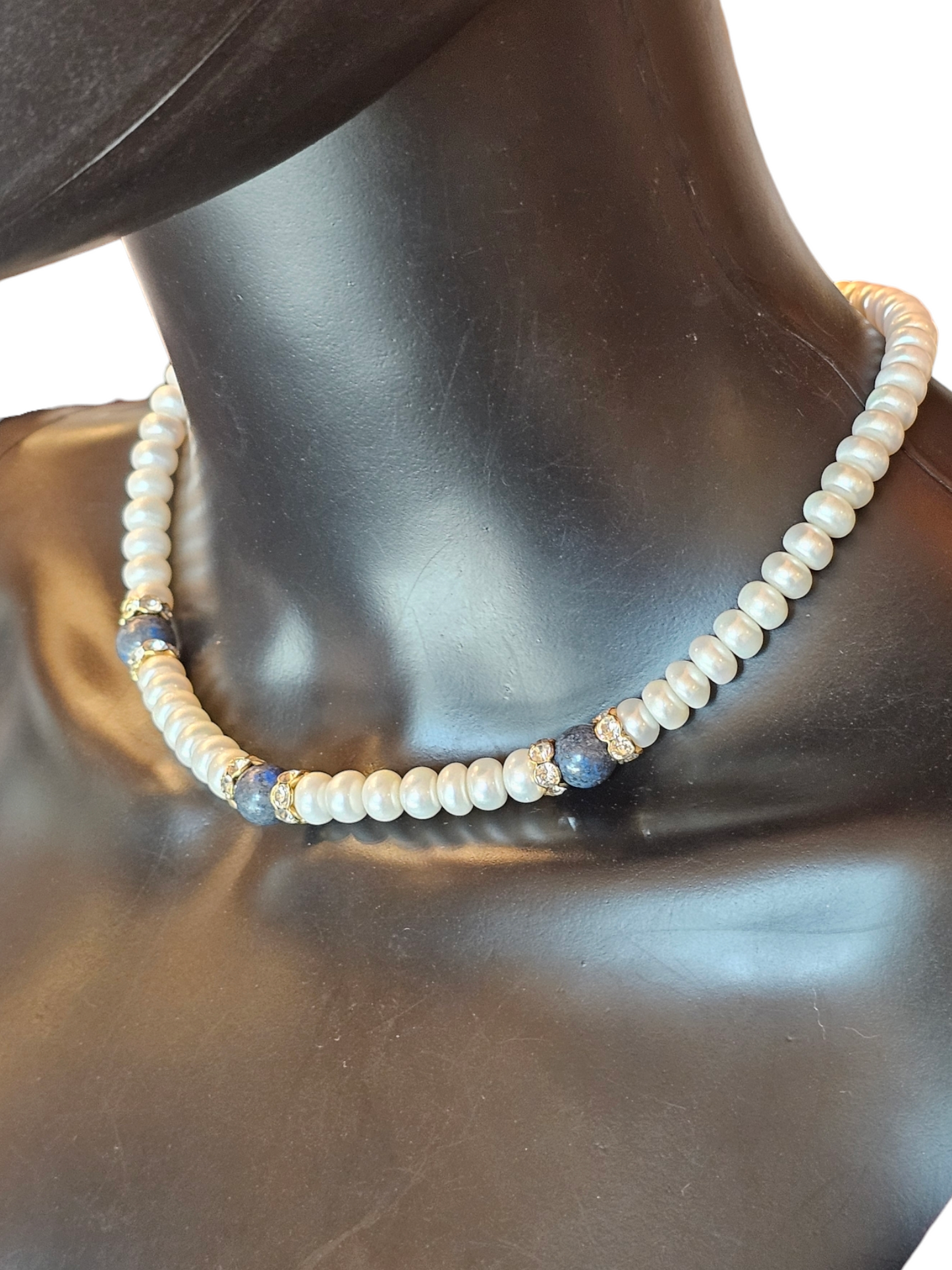 Freshwater Pearl/Stone Round Collar Necklace