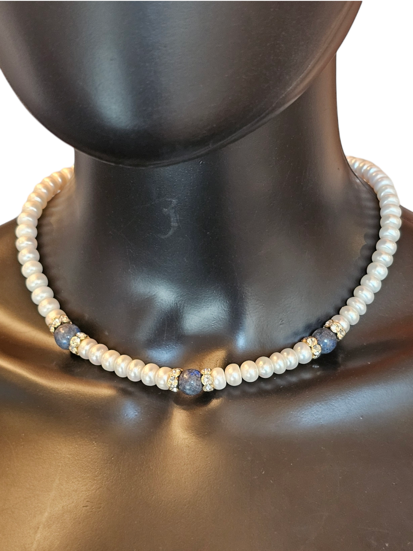 Freshwater Pearl/Stone Round Collar Necklace