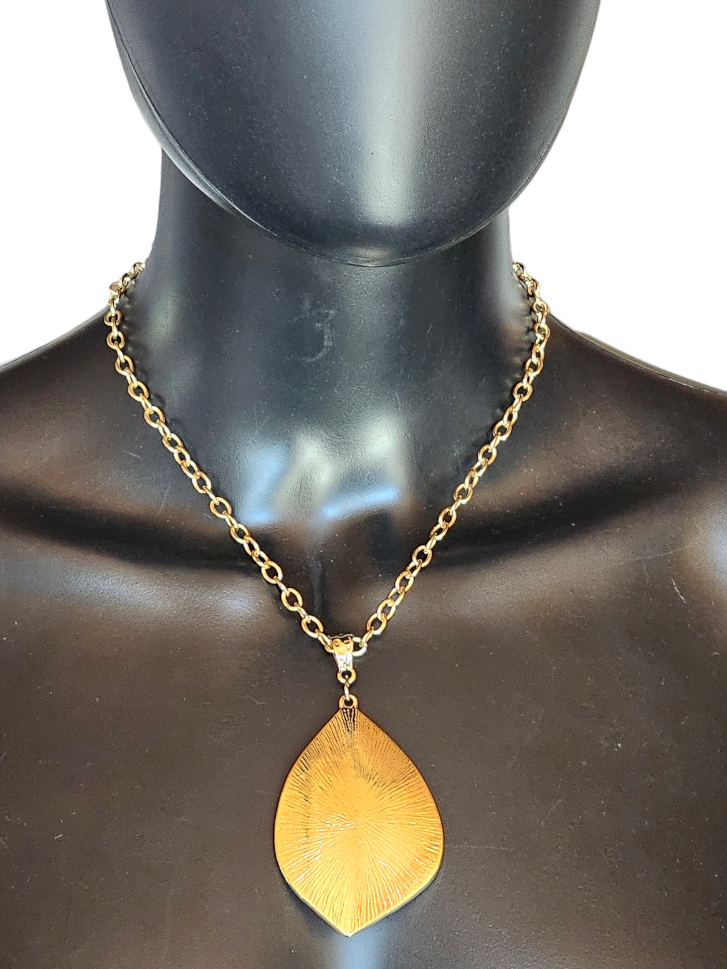 Large Gold Abstract Leaf Necklace