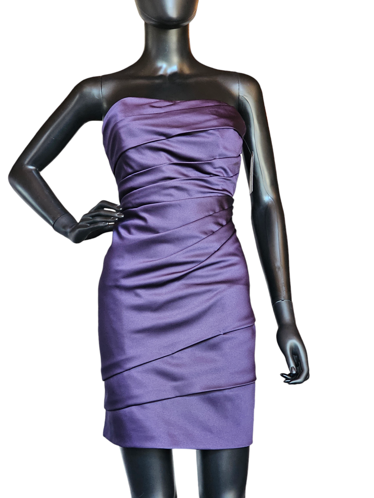 Purple Satin Fitted Strapless Cocktail Dress - Davids Bridal Purple Satin Fitted Strapless Cocktail Dress - Davids Bridal