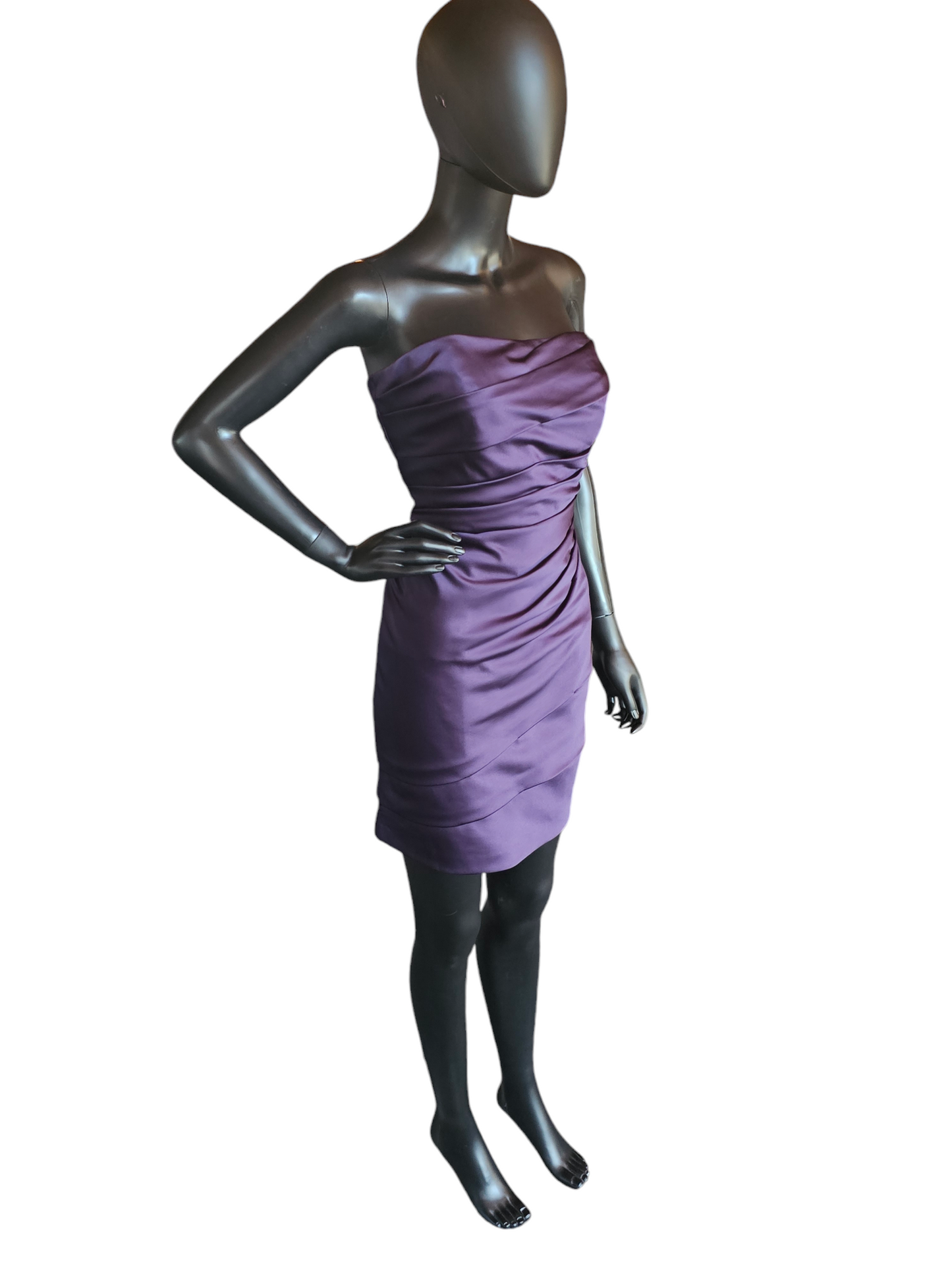 Purple Satin Fitted Strapless Cocktail Dress - Davids Bridal