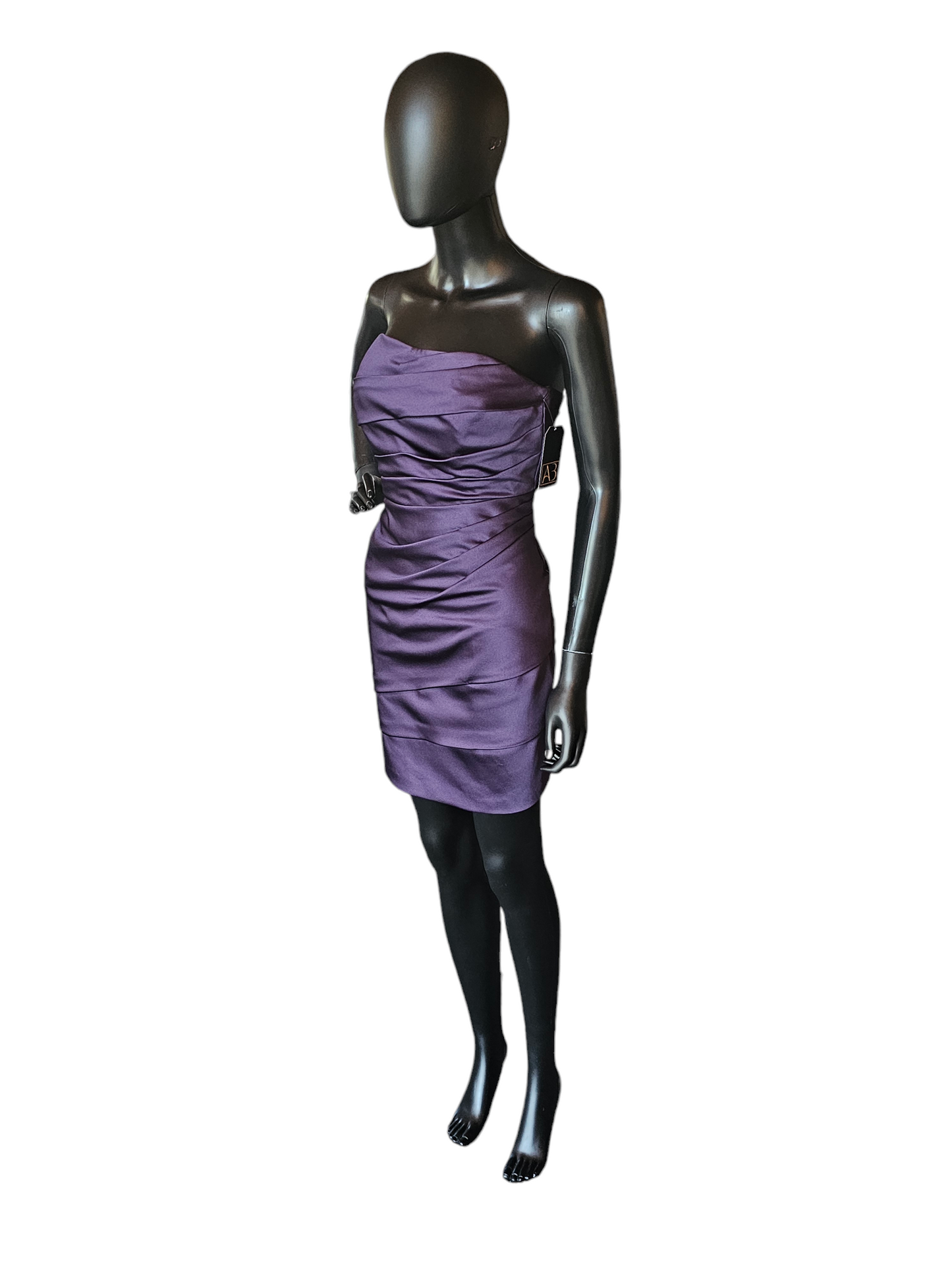 Purple Satin Fitted Strapless Cocktail Dress - Davids Bridal