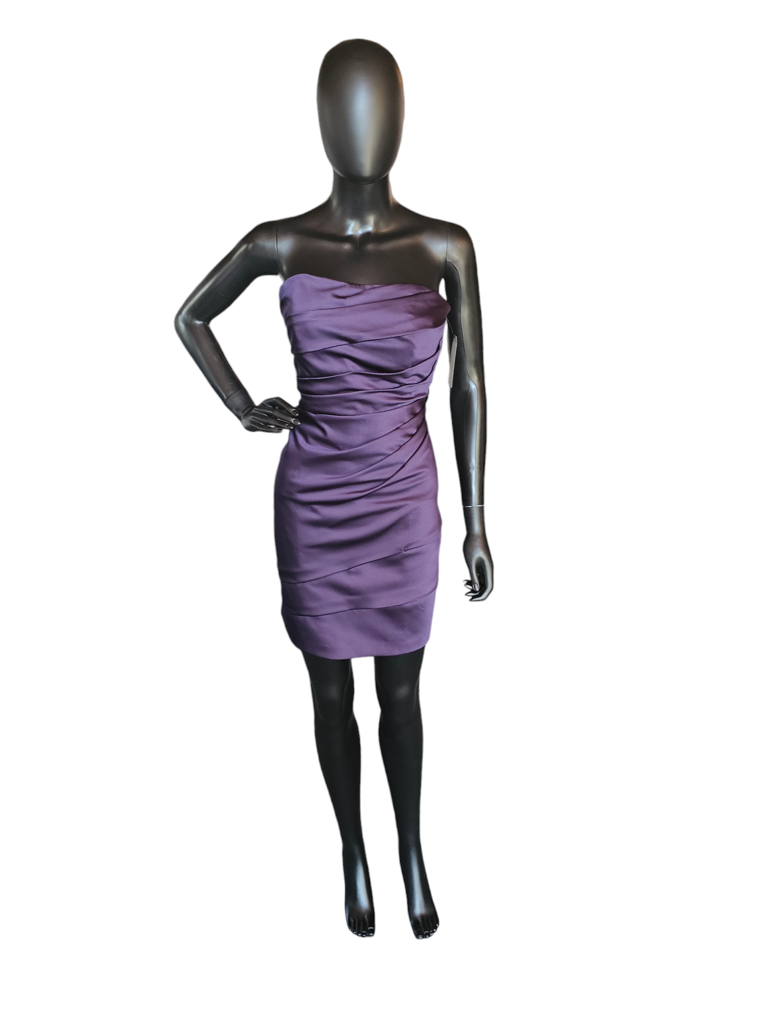 Purple Satin Fitted Strapless Cocktail Dress - Davids Bridal Purple Satin Fitted Strapless Cocktail Dress - Davids Bridal