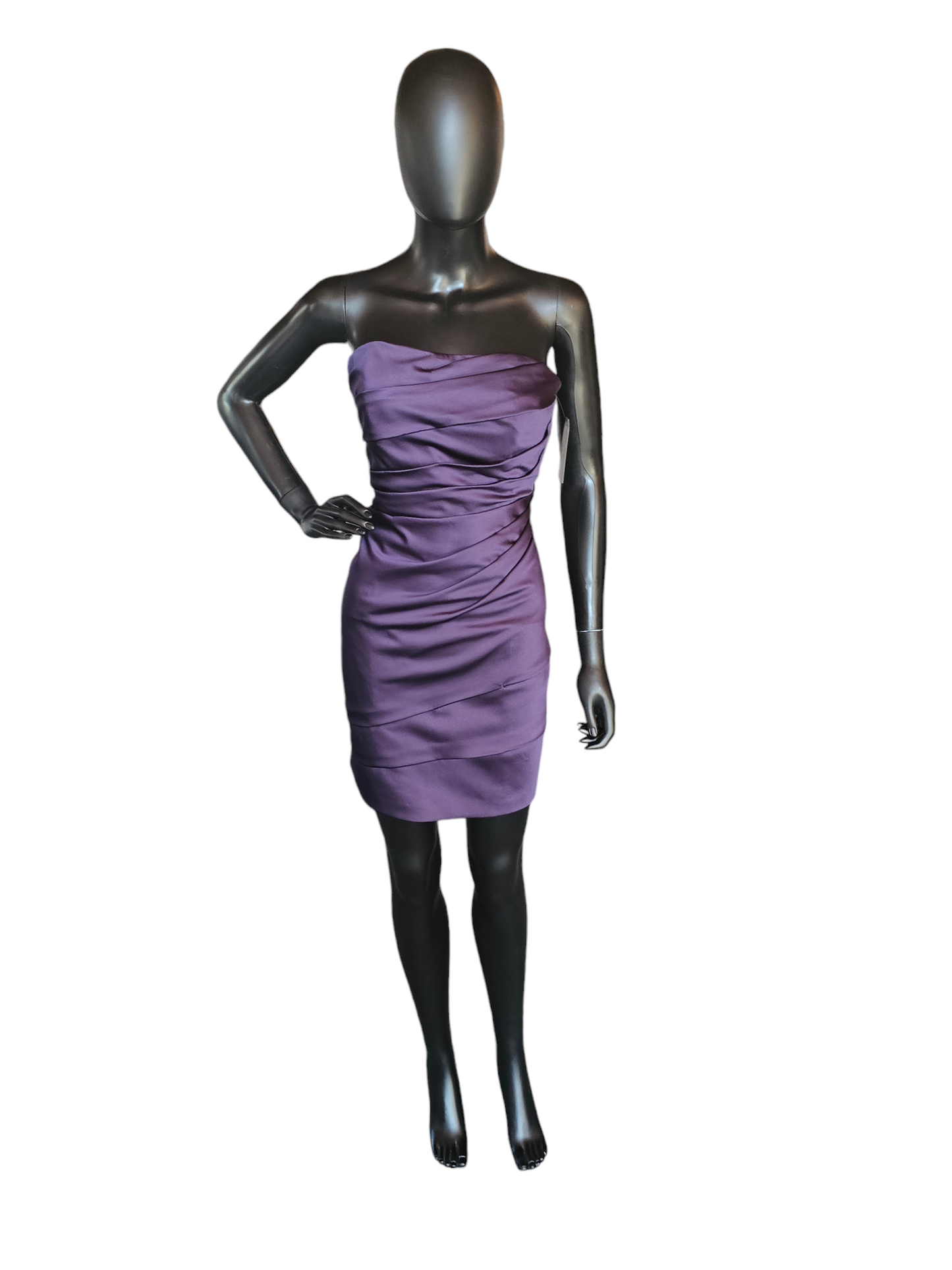 Purple Satin Fitted Strapless Cocktail Dress - Davids Bridal