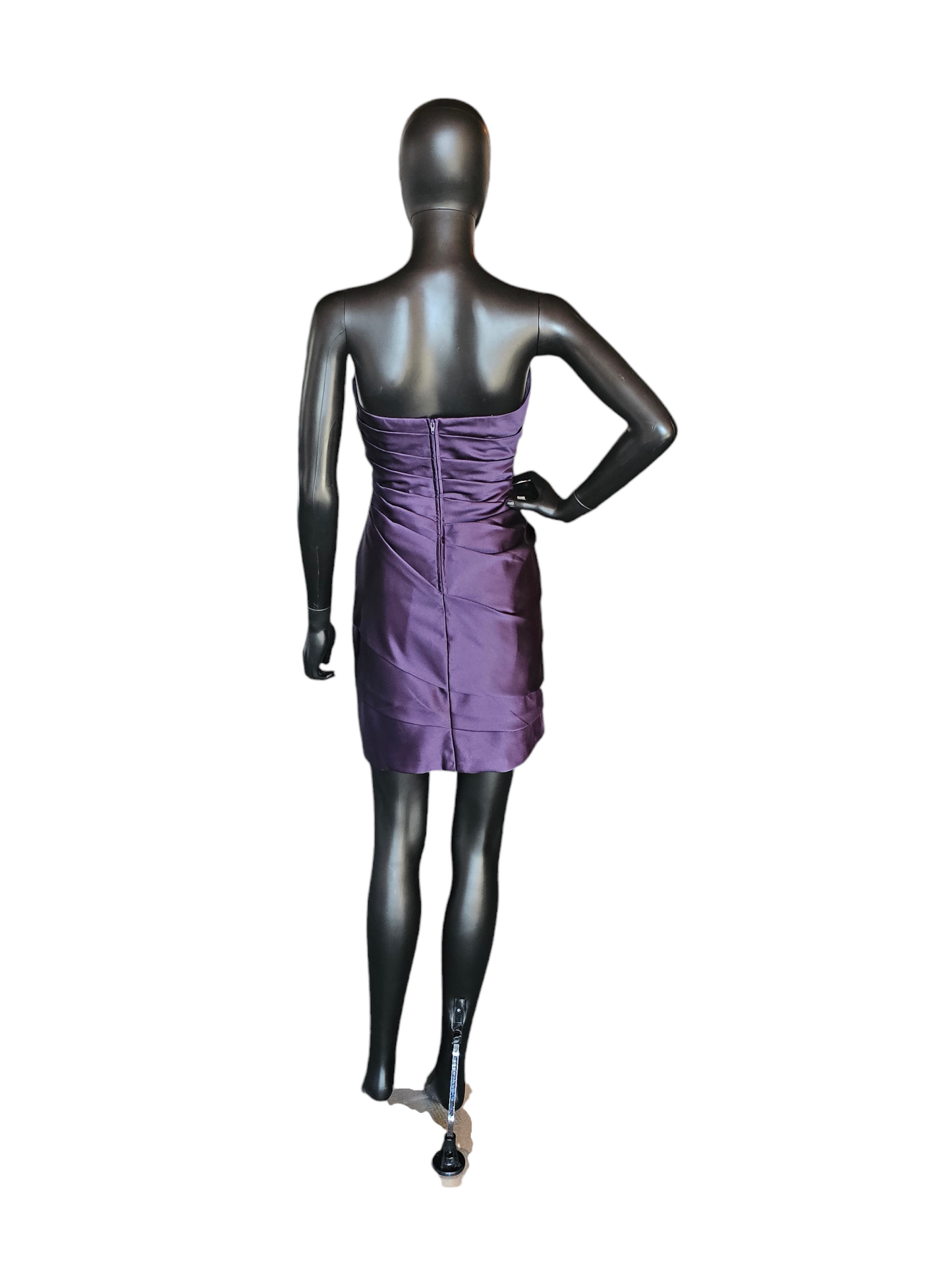 Purple Satin Fitted Strapless Cocktail Dress - Davids Bridal