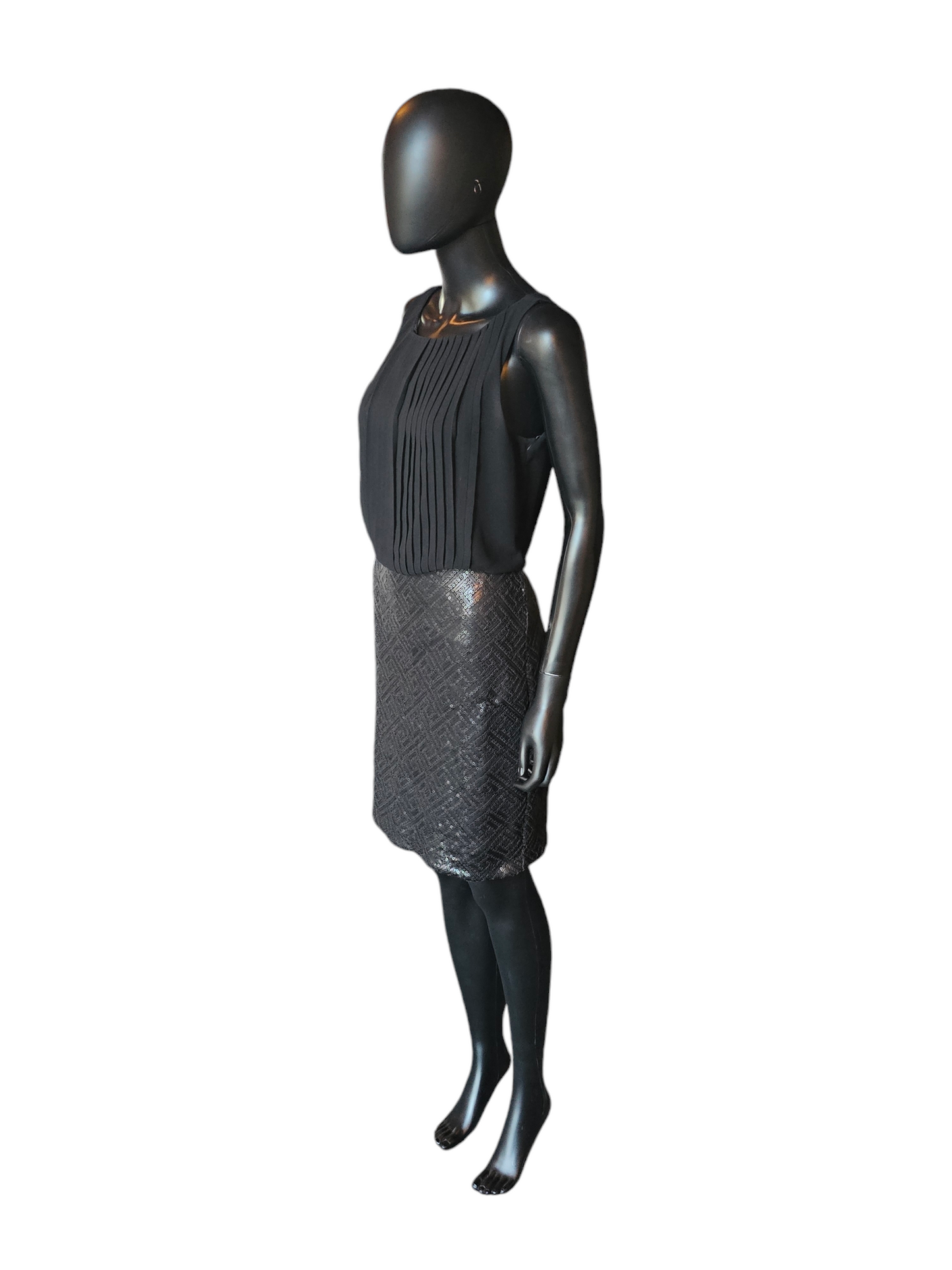 Vince Camuto - Black Blouson Dress With Sequin Skirt