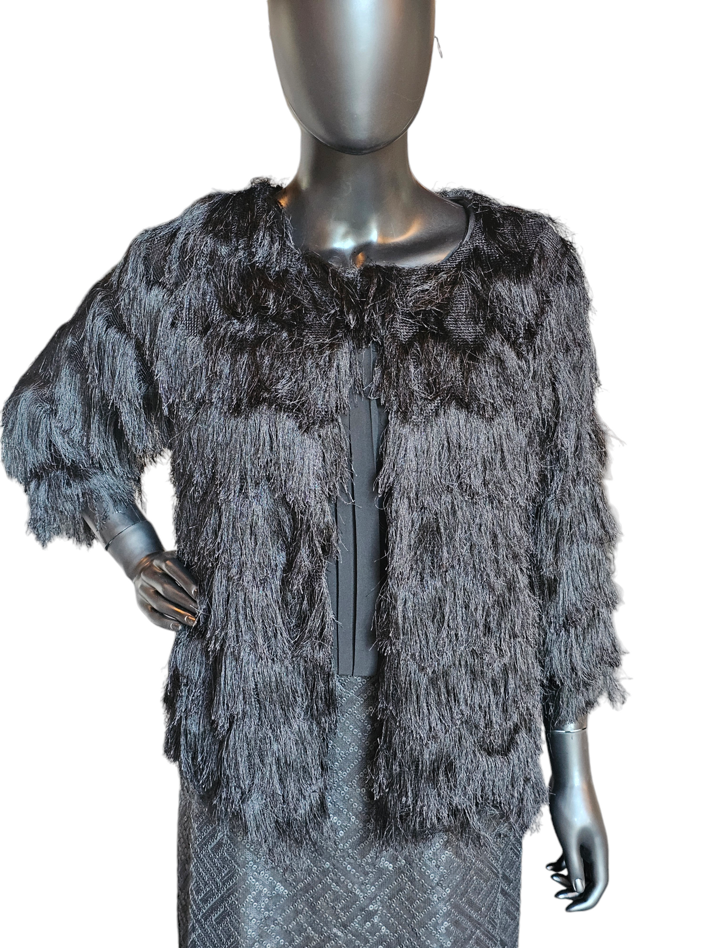 Black Fringe Jacket - NY Collections