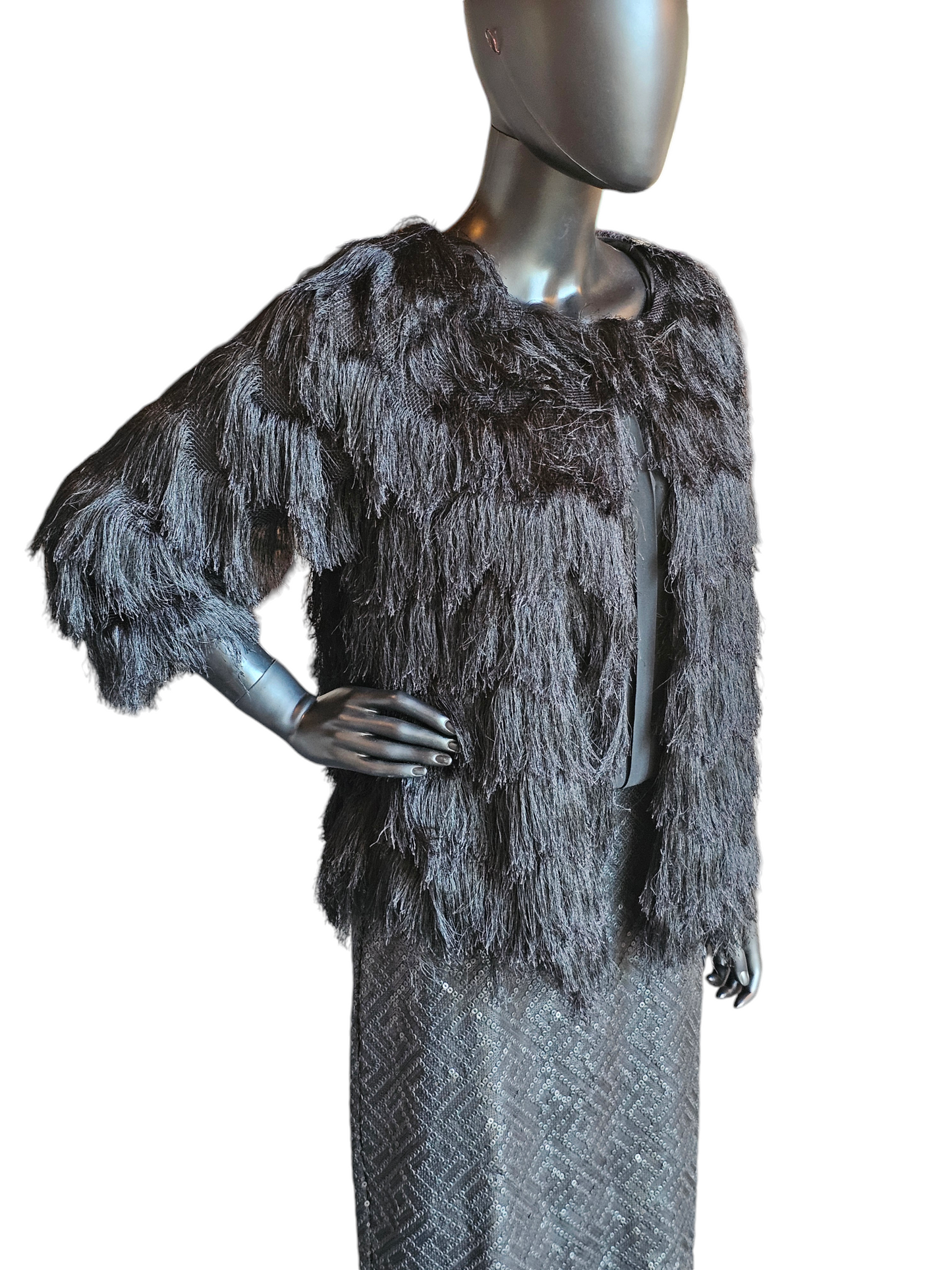 Black Fringe Jacket - NY Collections