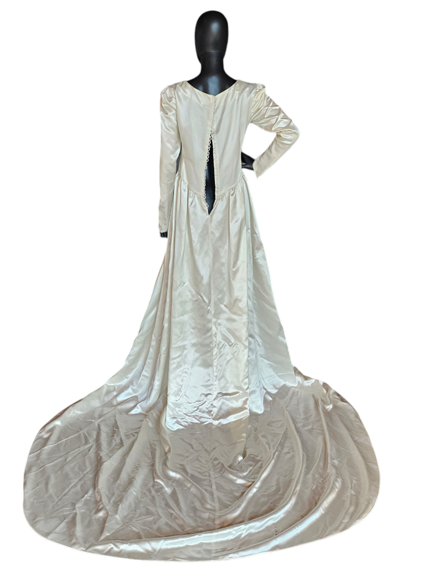 Vintage 40's Liquid Satin Illusion Neckline Wedding Gown