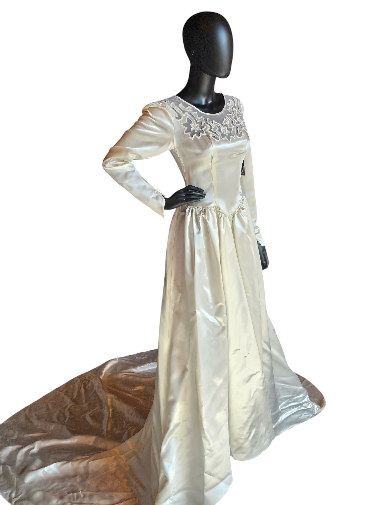 Vintage 40's Liquid Satin Illusion Neckline Wedding Gown