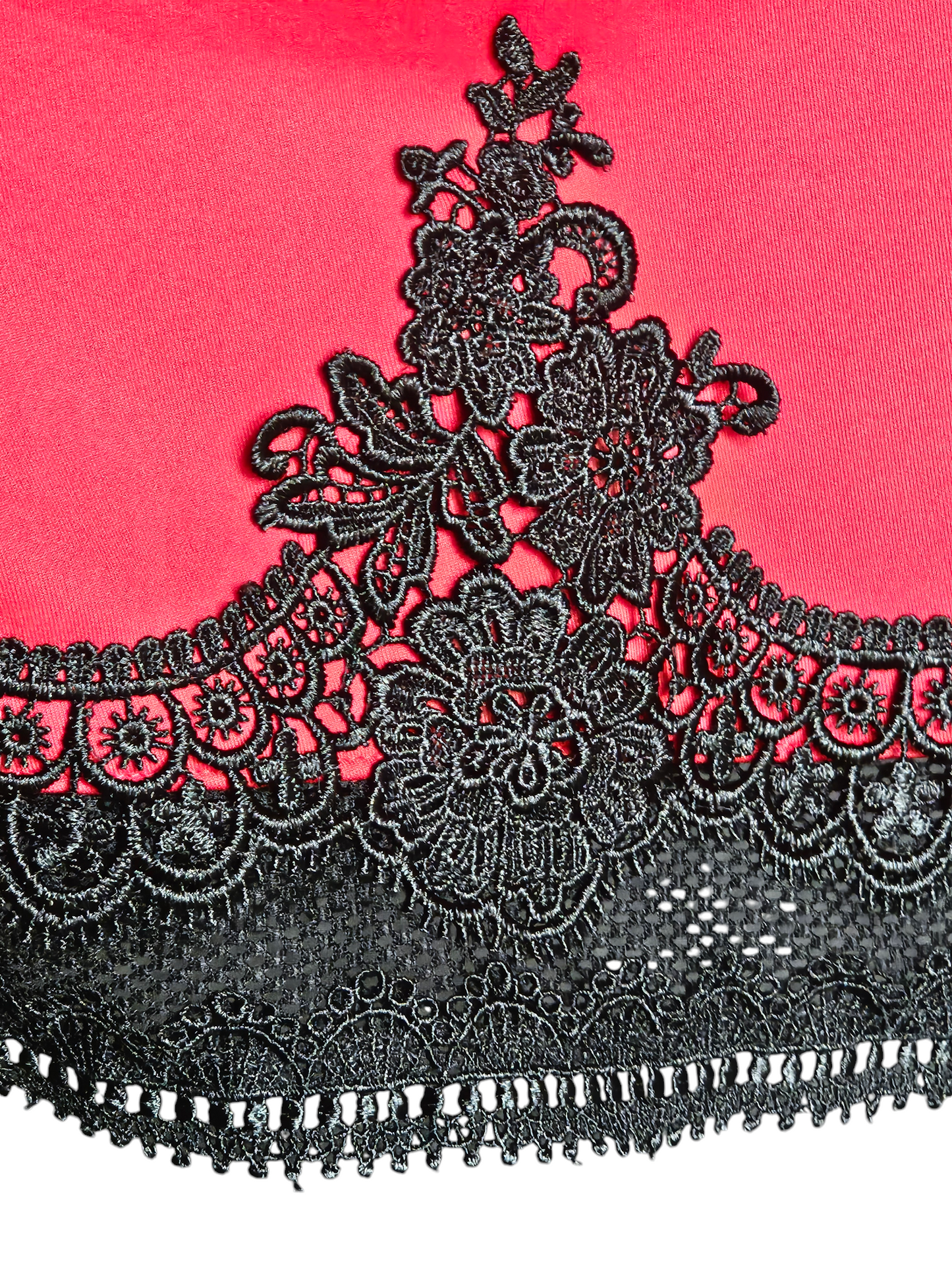 Red/Black Lace Hem Box Pleat - Dina Be