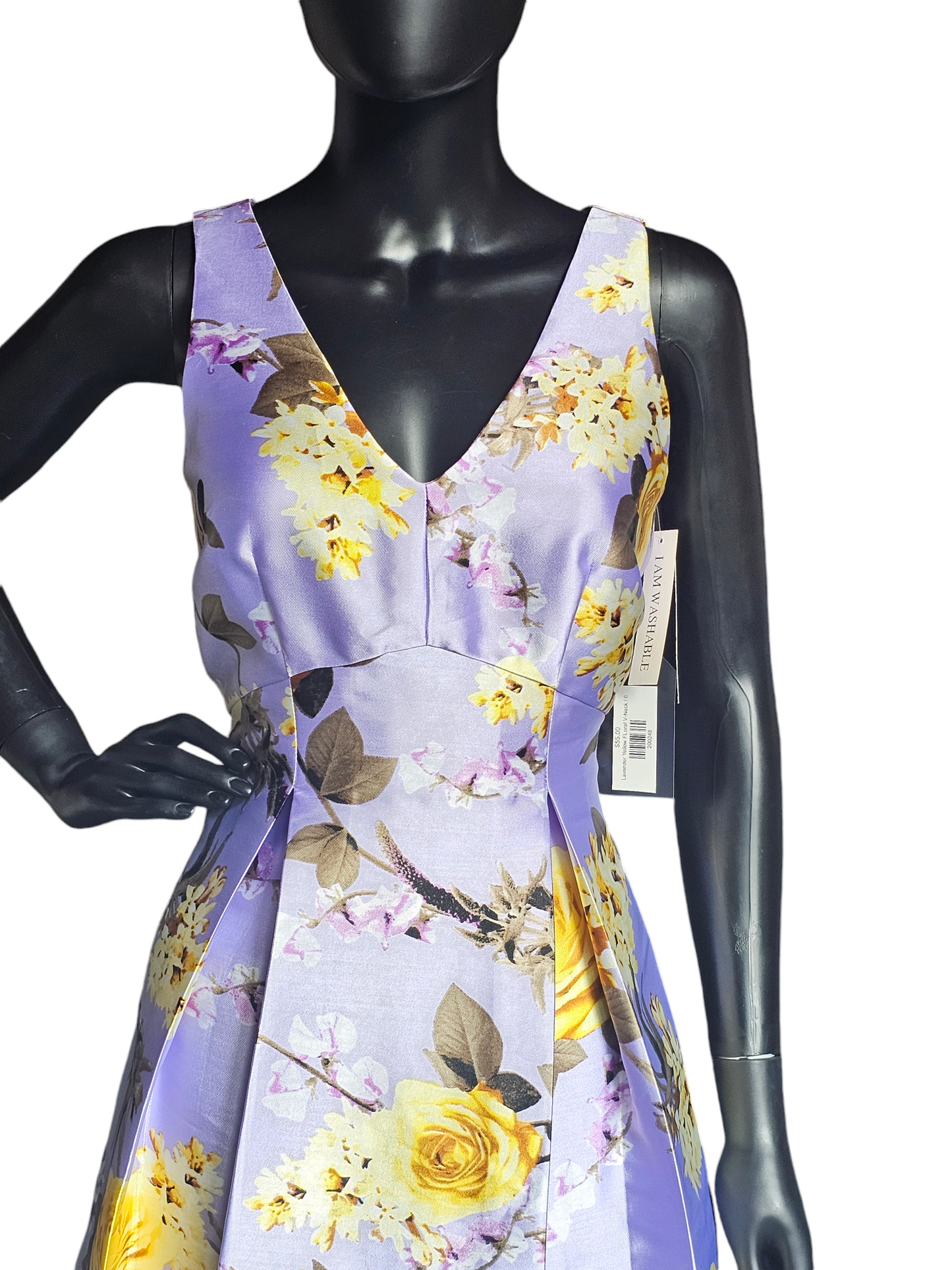 Lavender Yellow FLoral V-Neck - Shelby Nites NWT