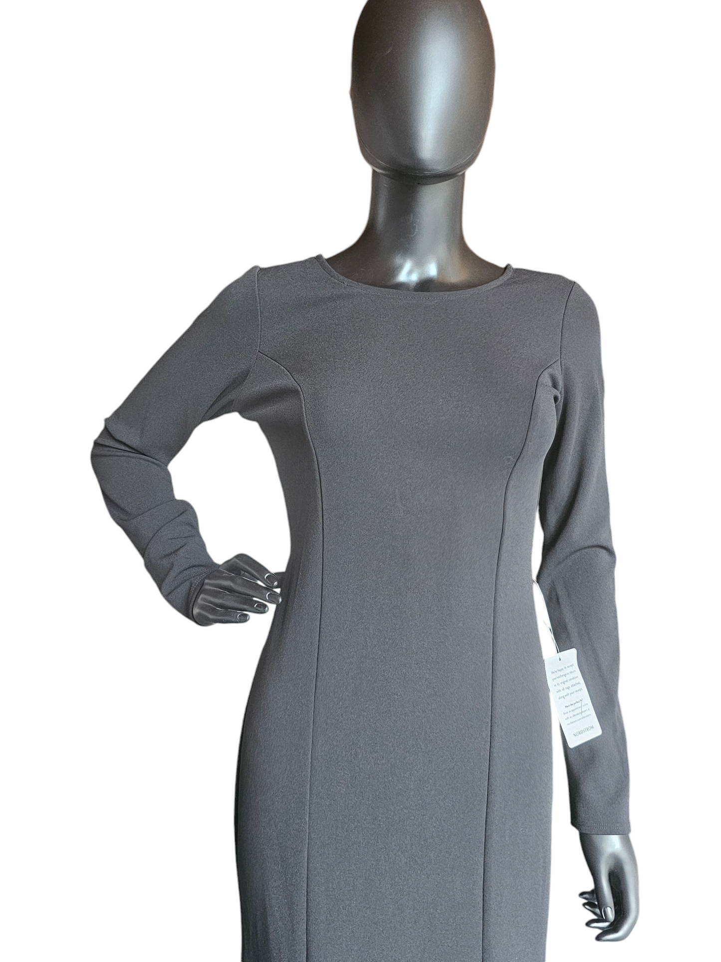 Black Stretch Crepe Long Sleeve Formal Dress - Lulus NWT