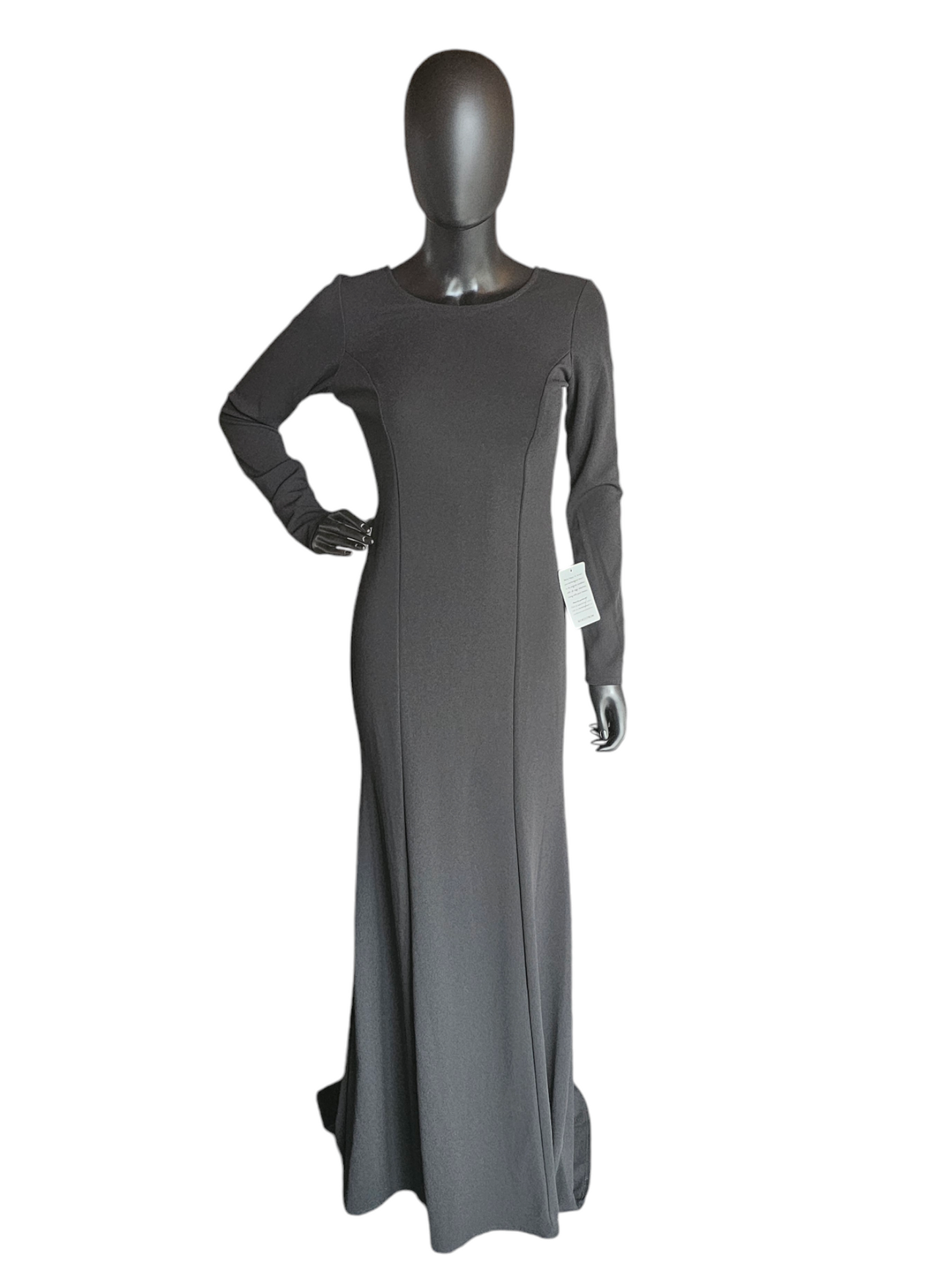 Black Stretch Crepe Long Sleeve Formal Dress - Lulus NWT