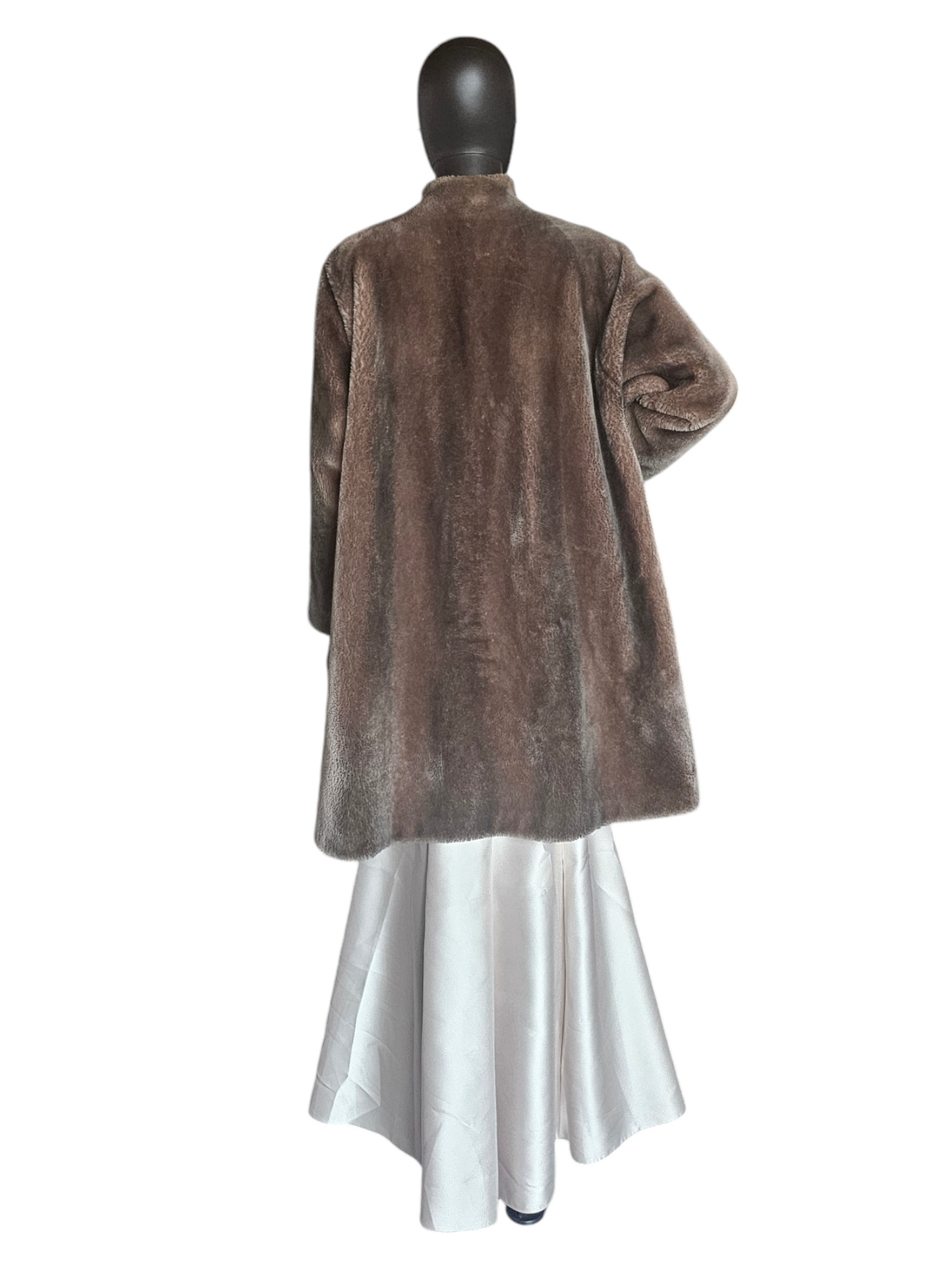 Vintage Sable Faux Fur Collarless Coat