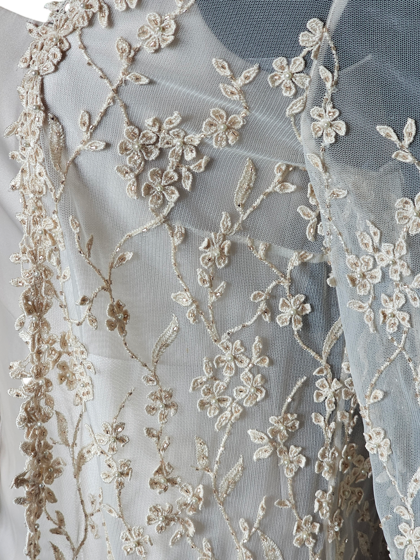 Ivory/Champagne Floral Beaded Jacket