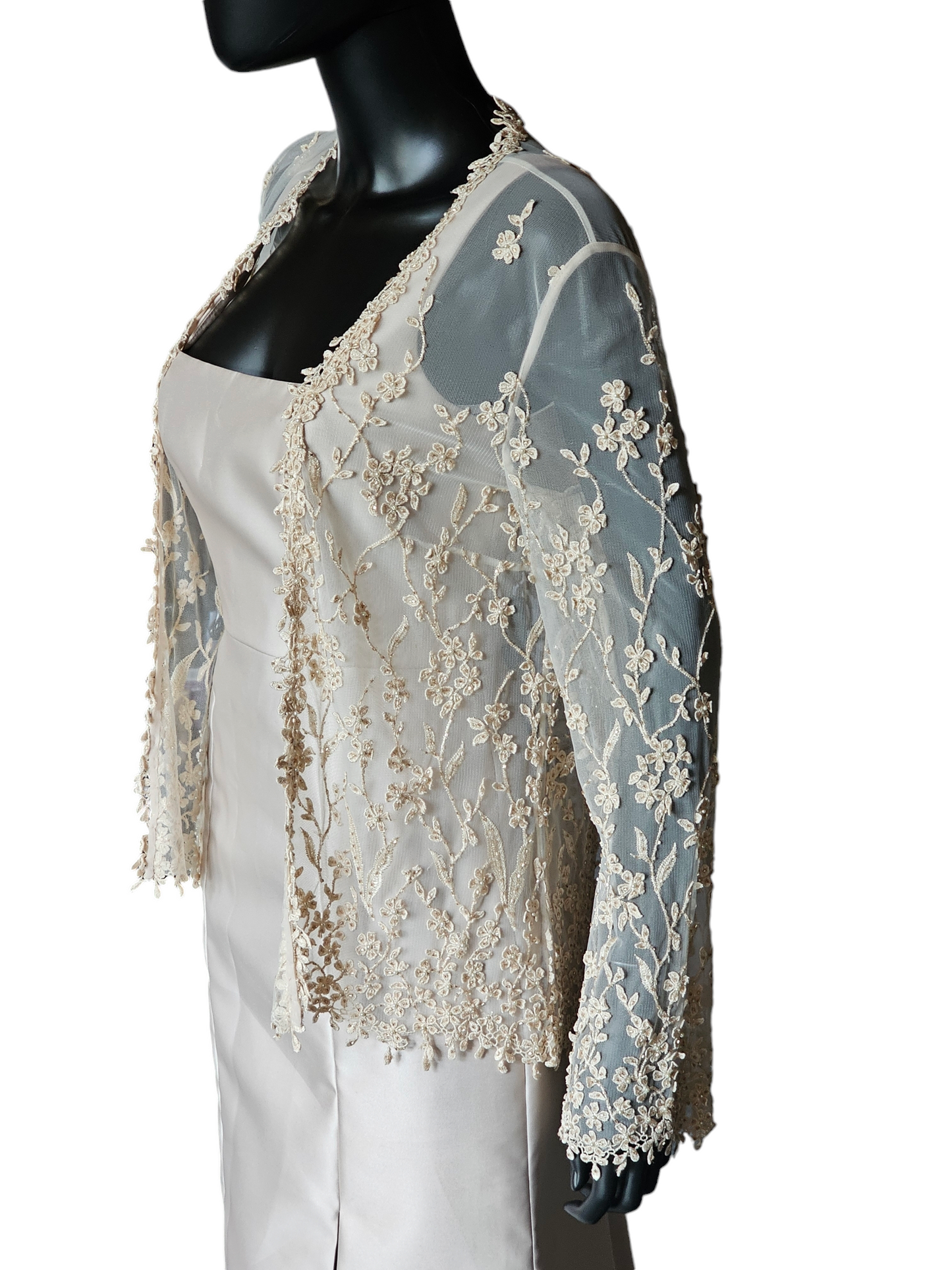 Ivory/Champagne Floral Beaded Jacket