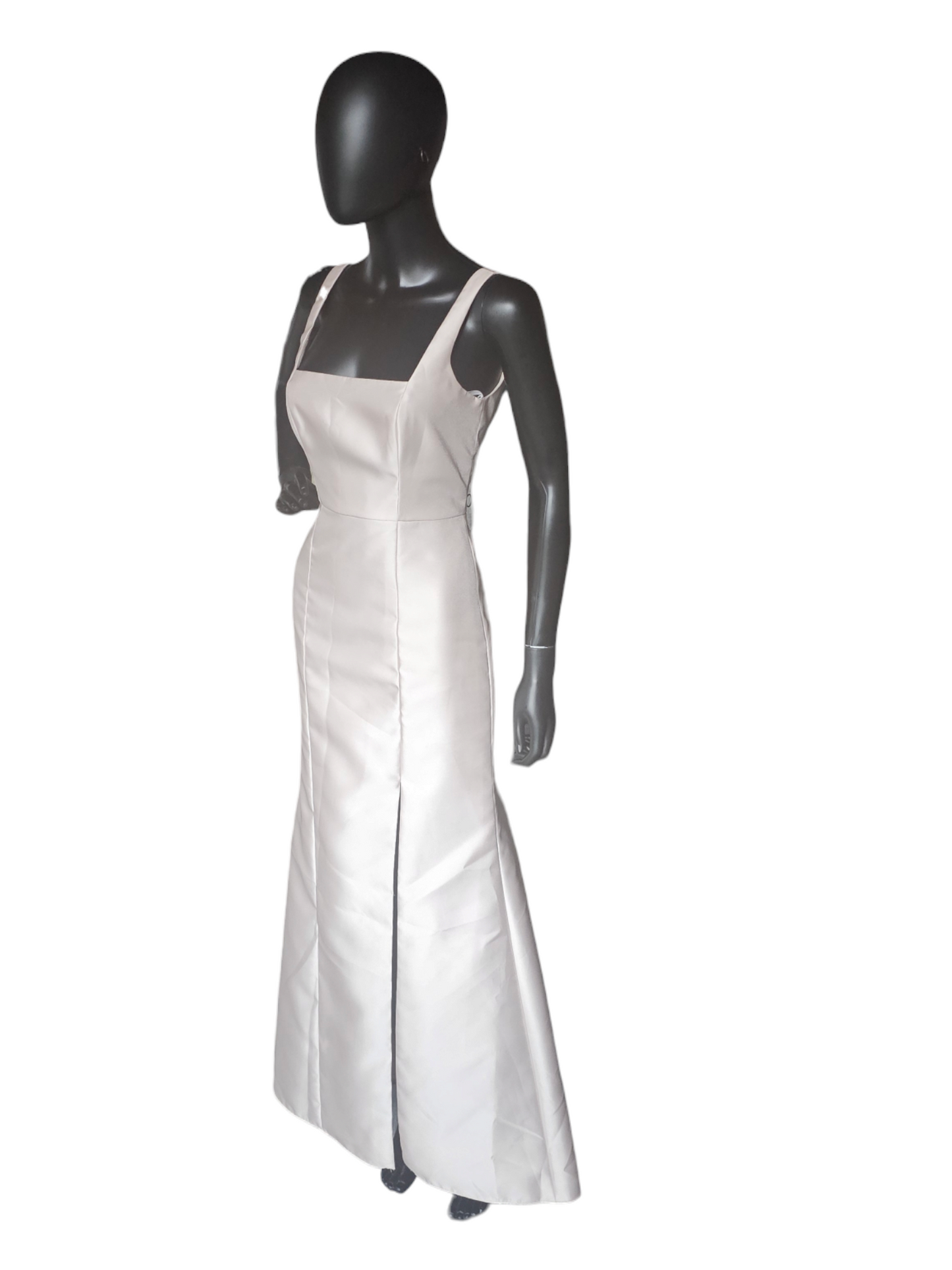 Square Neck Champagne Twill Fitted Formal Gown