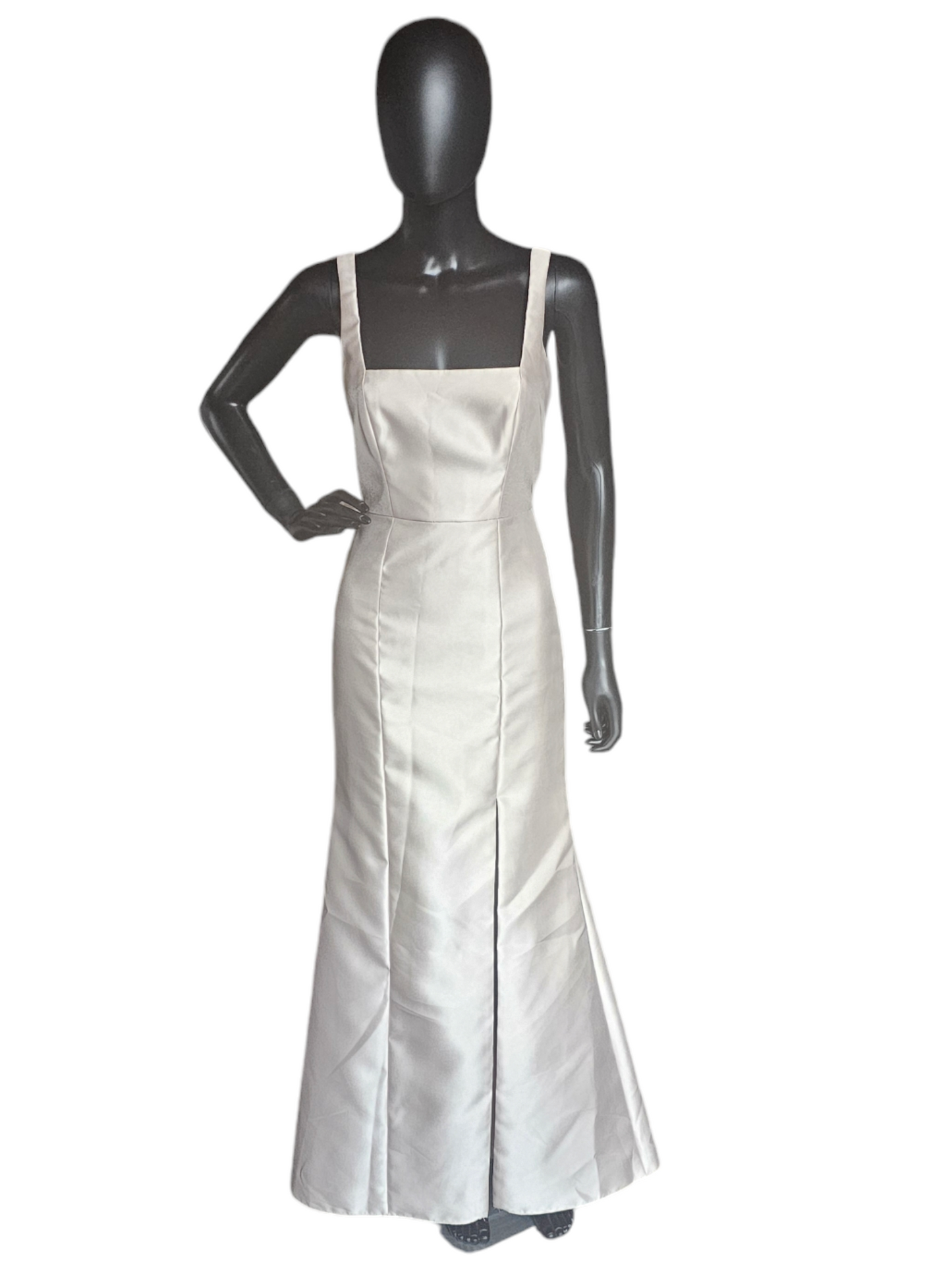 Square Neck Champagne Twill Fitted Formal Gown