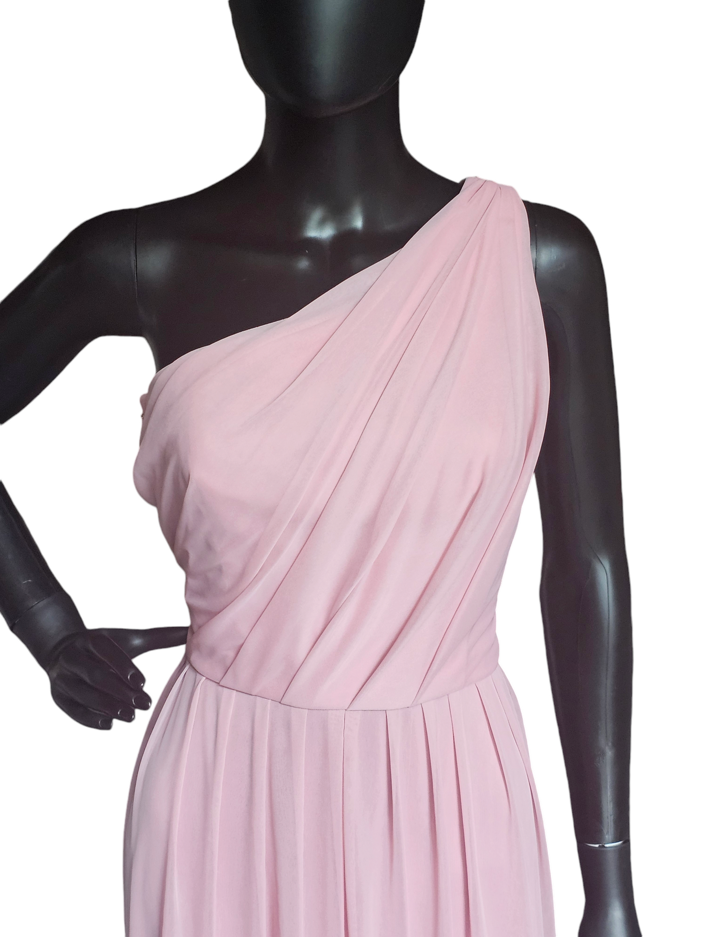 Pink One Shoulder Draped Formal Dress - Alfred Sung