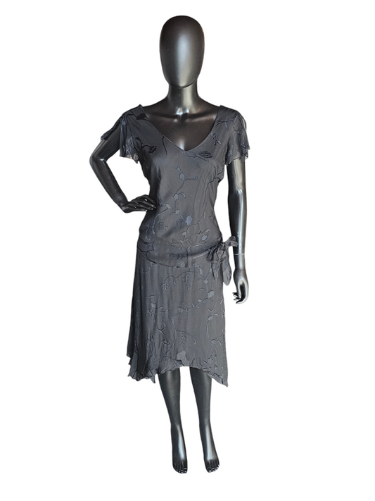 Vintage Black Silk Burnout Handkerchief Dress - Jonathan Martin