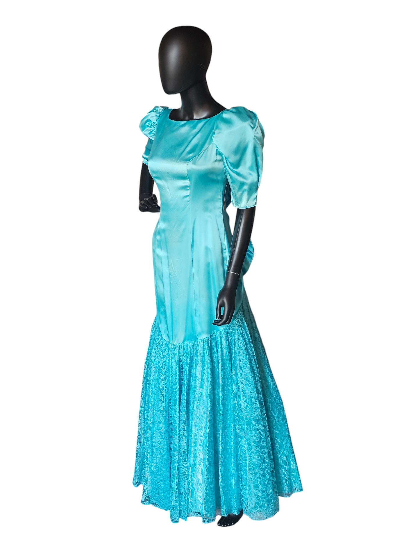 Vintage Turquoise Lace Mermaid Gown