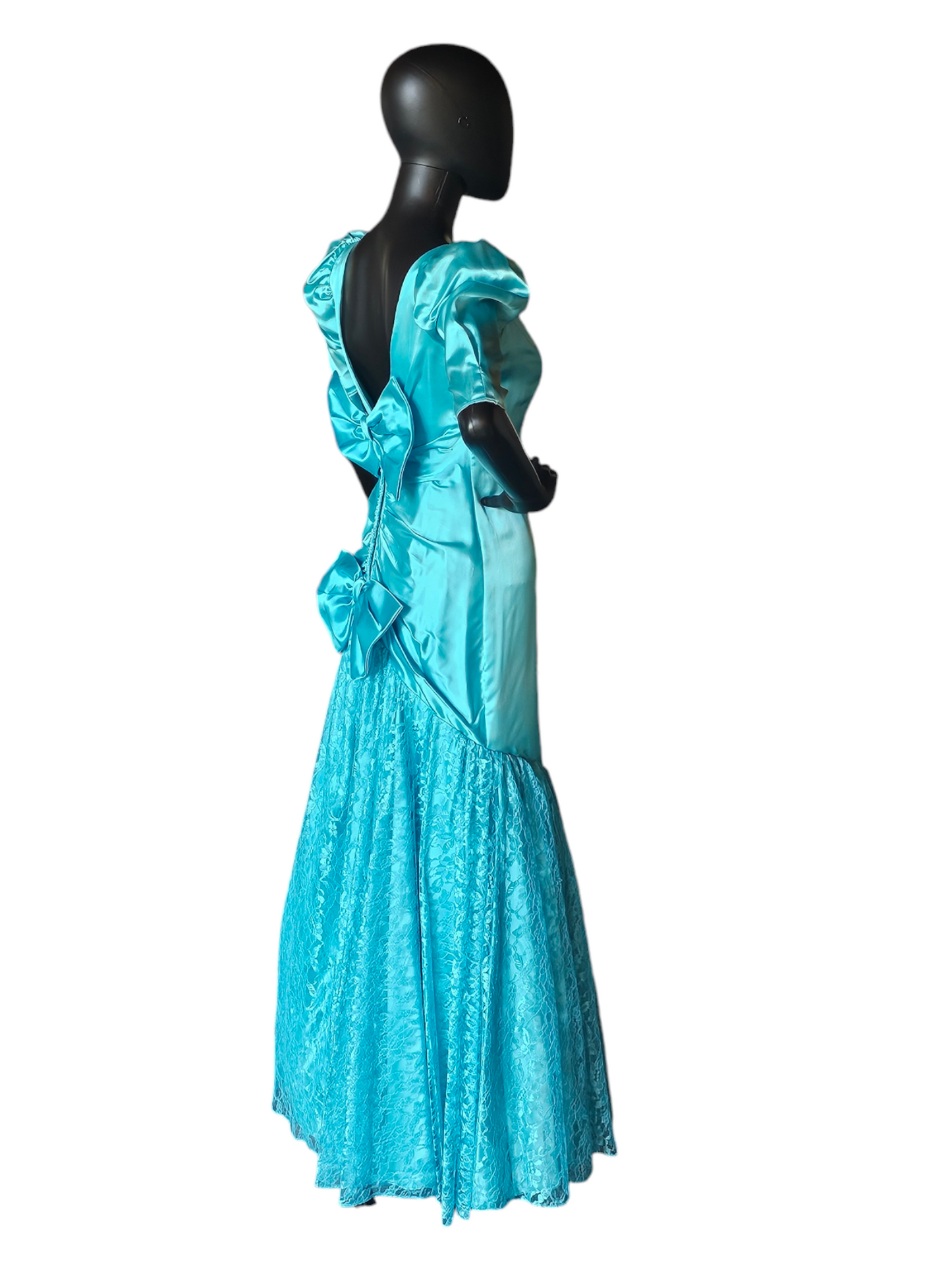 Vintage Turquoise Lace Mermaid Gown