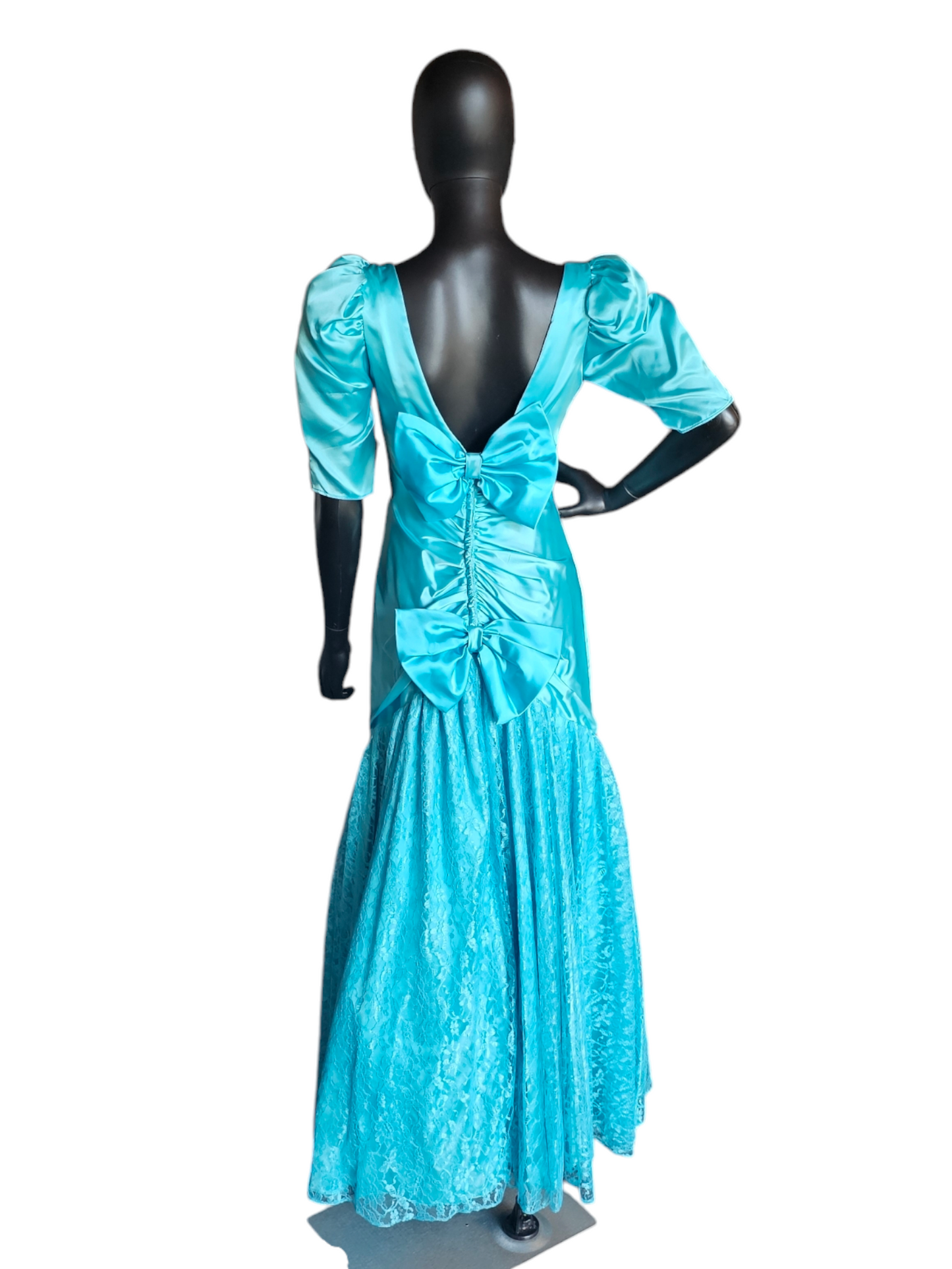 Vintage Turquoise Lace Mermaid Gown