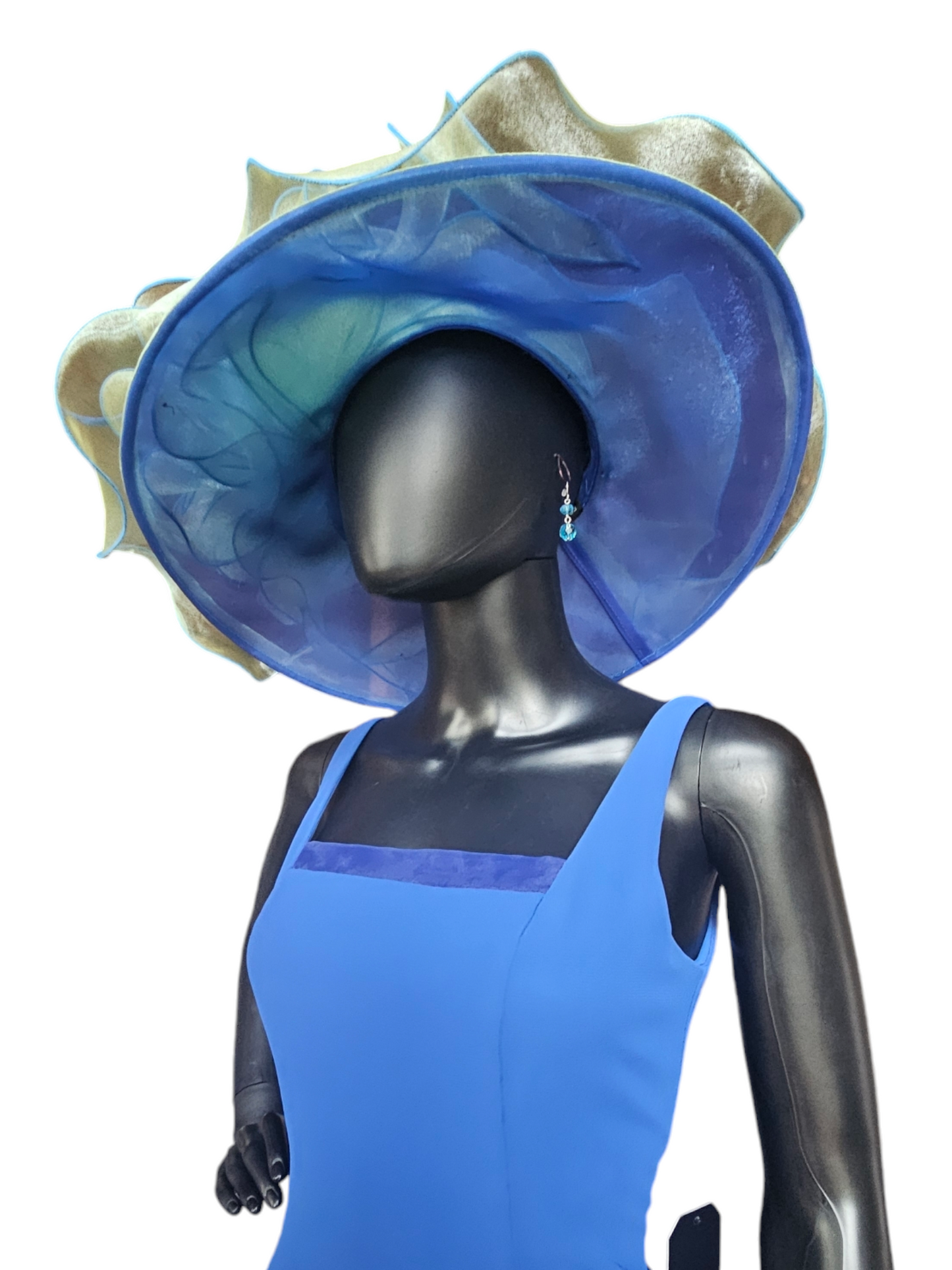 Blue/Green Organza Church/Derby Hat - Forbusite