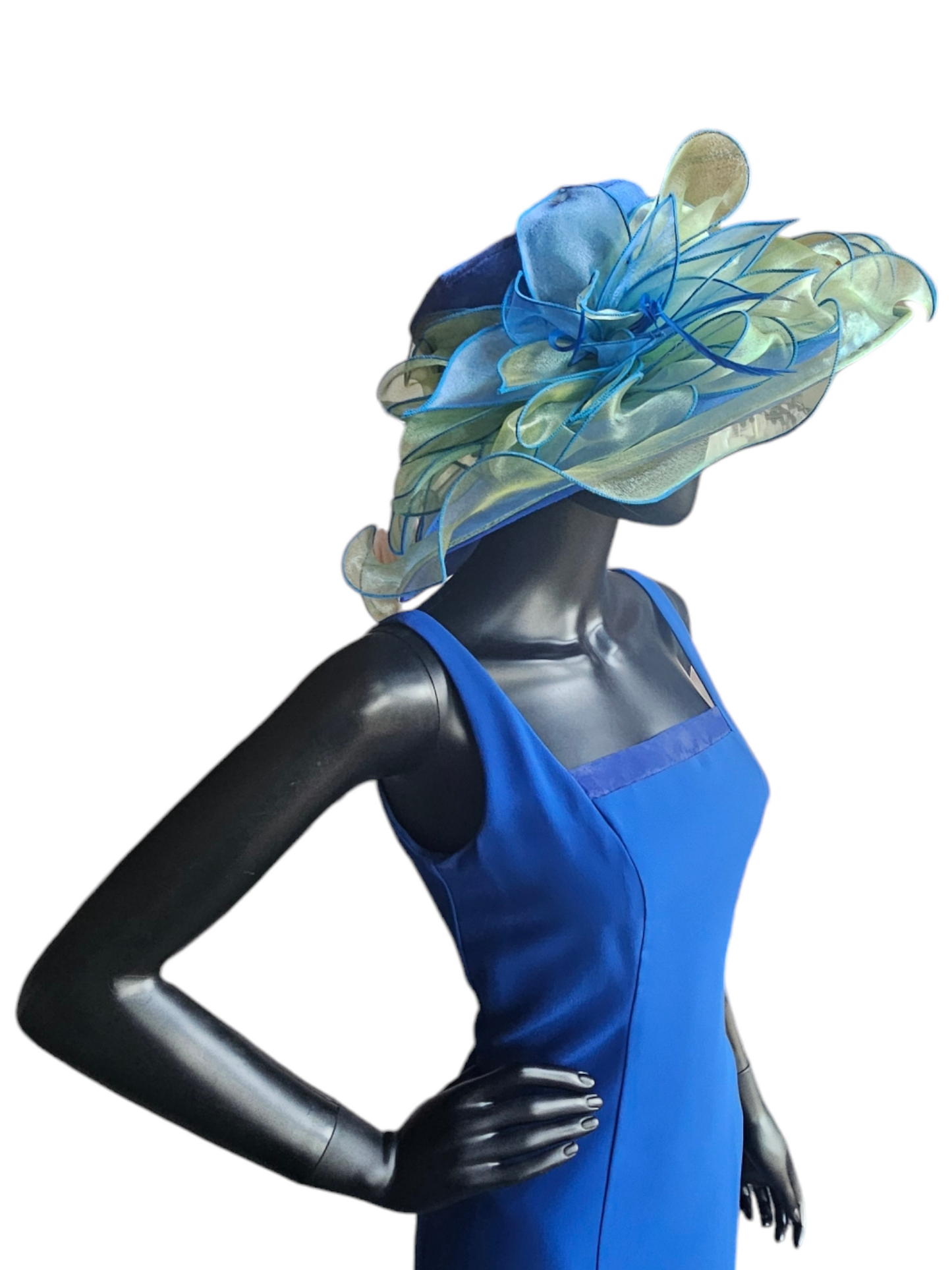 Blue/Green Organza Church/Derby Hat - Forbusite