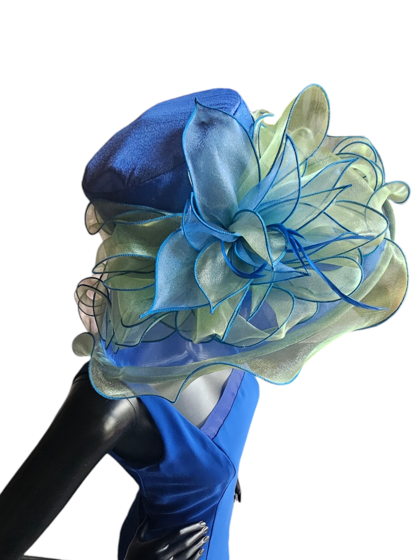 Blue/Green Organza Church/Derby Hat - Forbusite