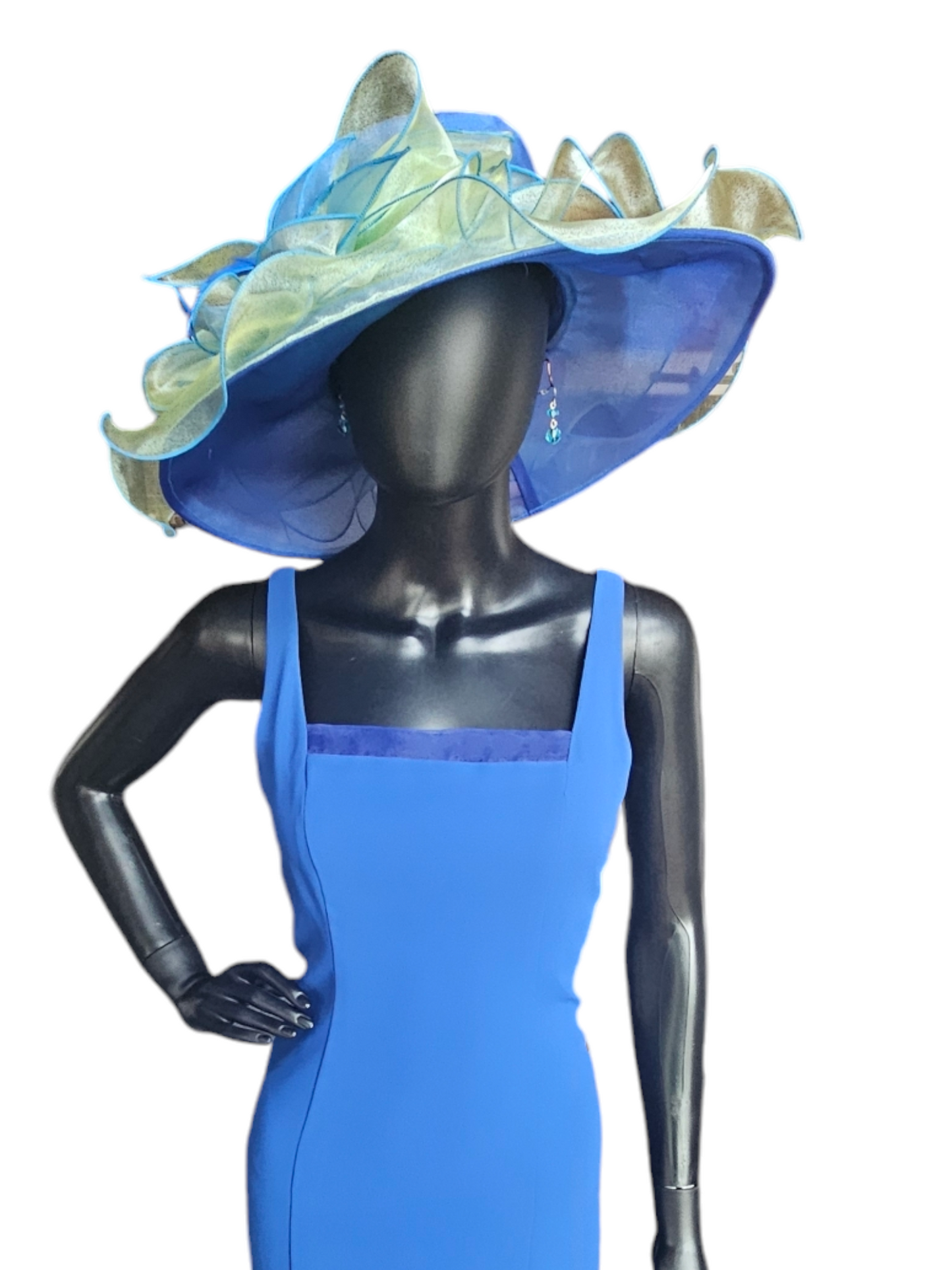 Blue/Green Organza Church/Derby Hat - Forbusite