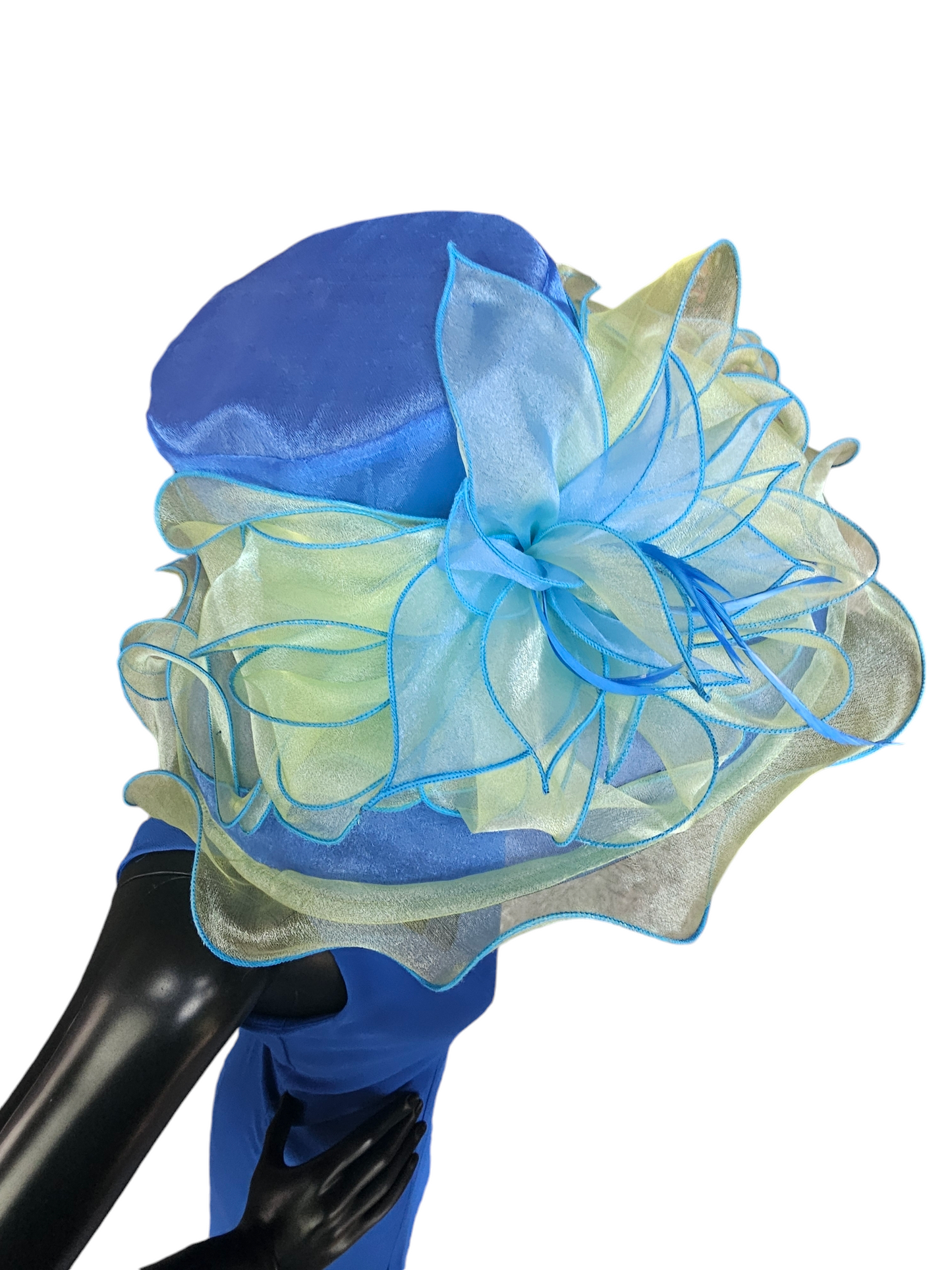 Blue/Green Organza Church/Derby Hat - Forbusite