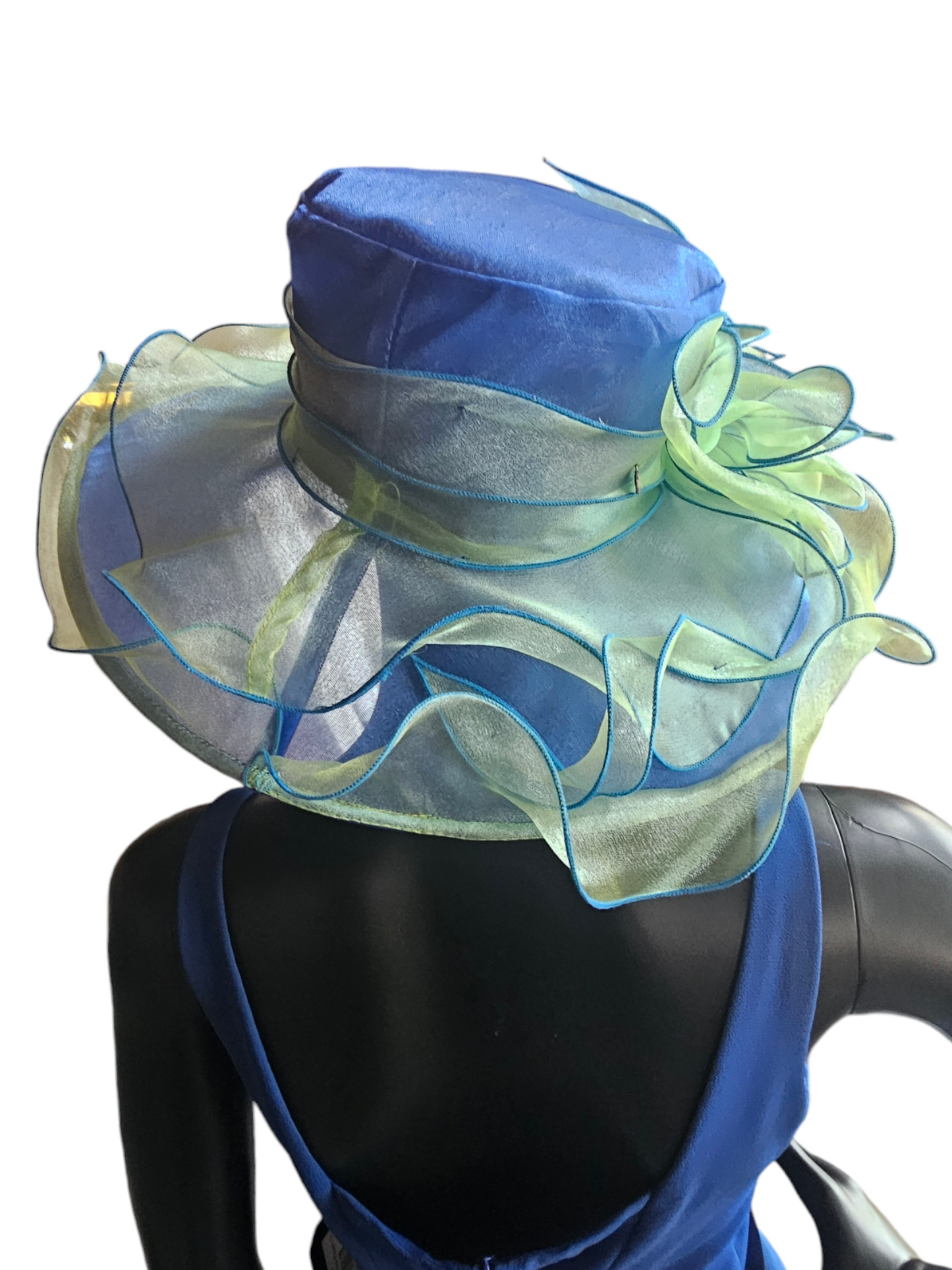 Blue/Green Organza Church/Derby Hat - Forbusite