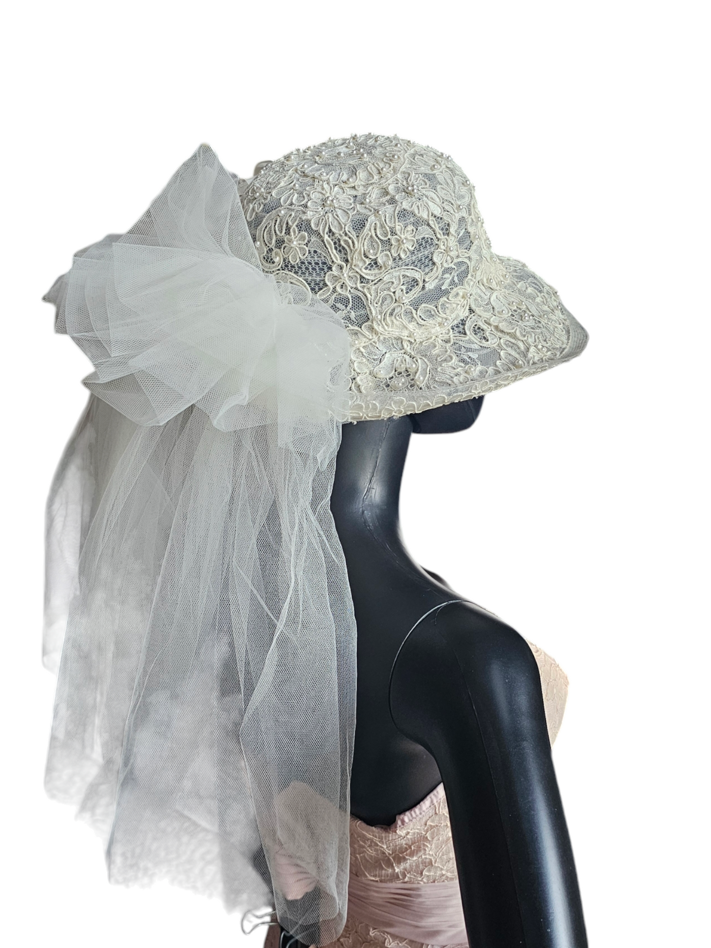 Ivory Lace Brim Hat