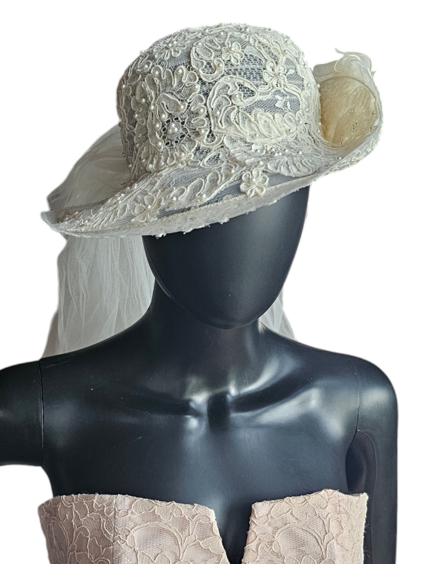 Ivory Lace Brim Hat