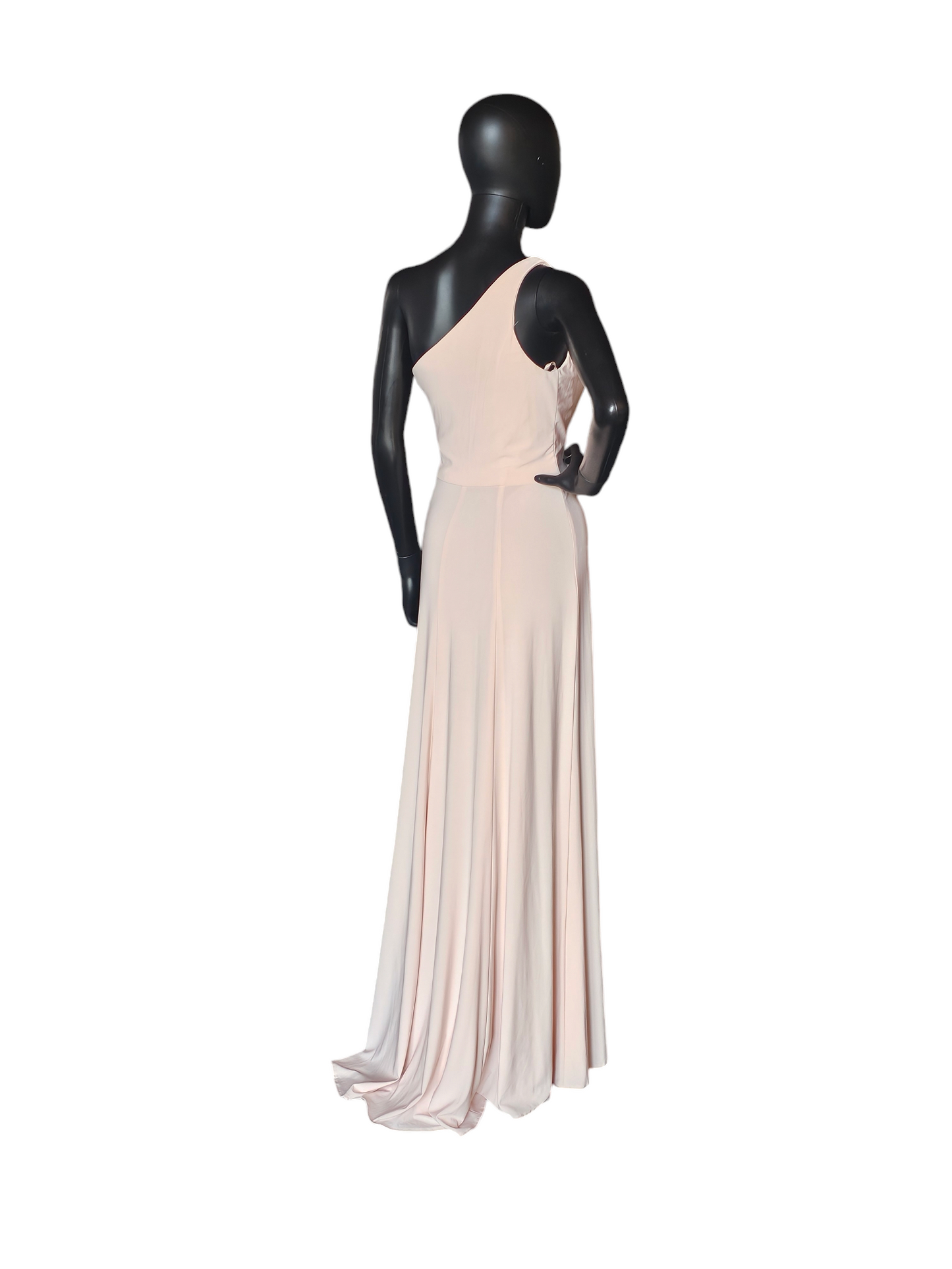 Blush Stretch Jersey One Shoulder Full Length Formal Gown - Nouvelle