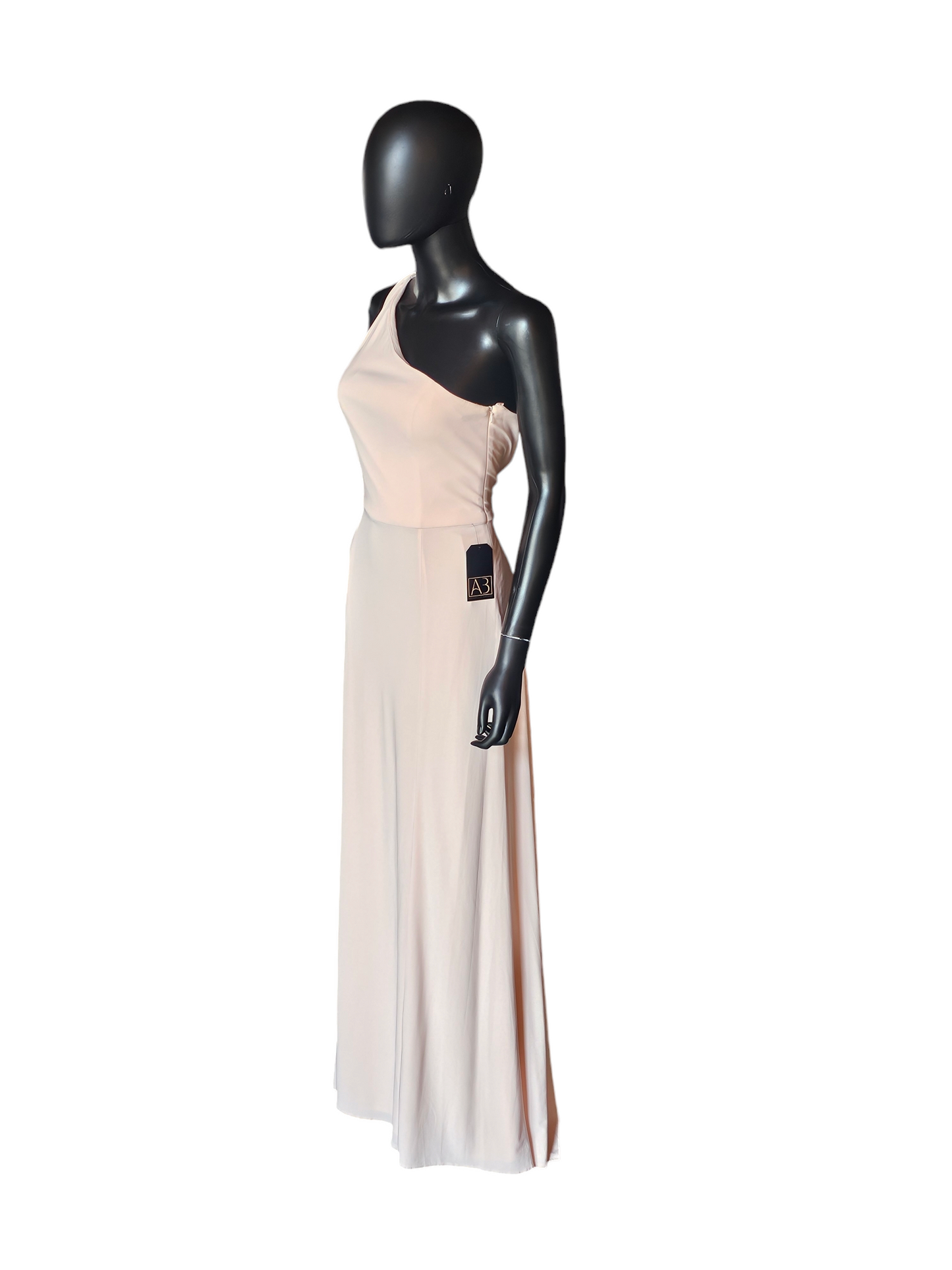 Blush Stretch Jersey One Shoulder Full Length Formal Gown - Nouvelle