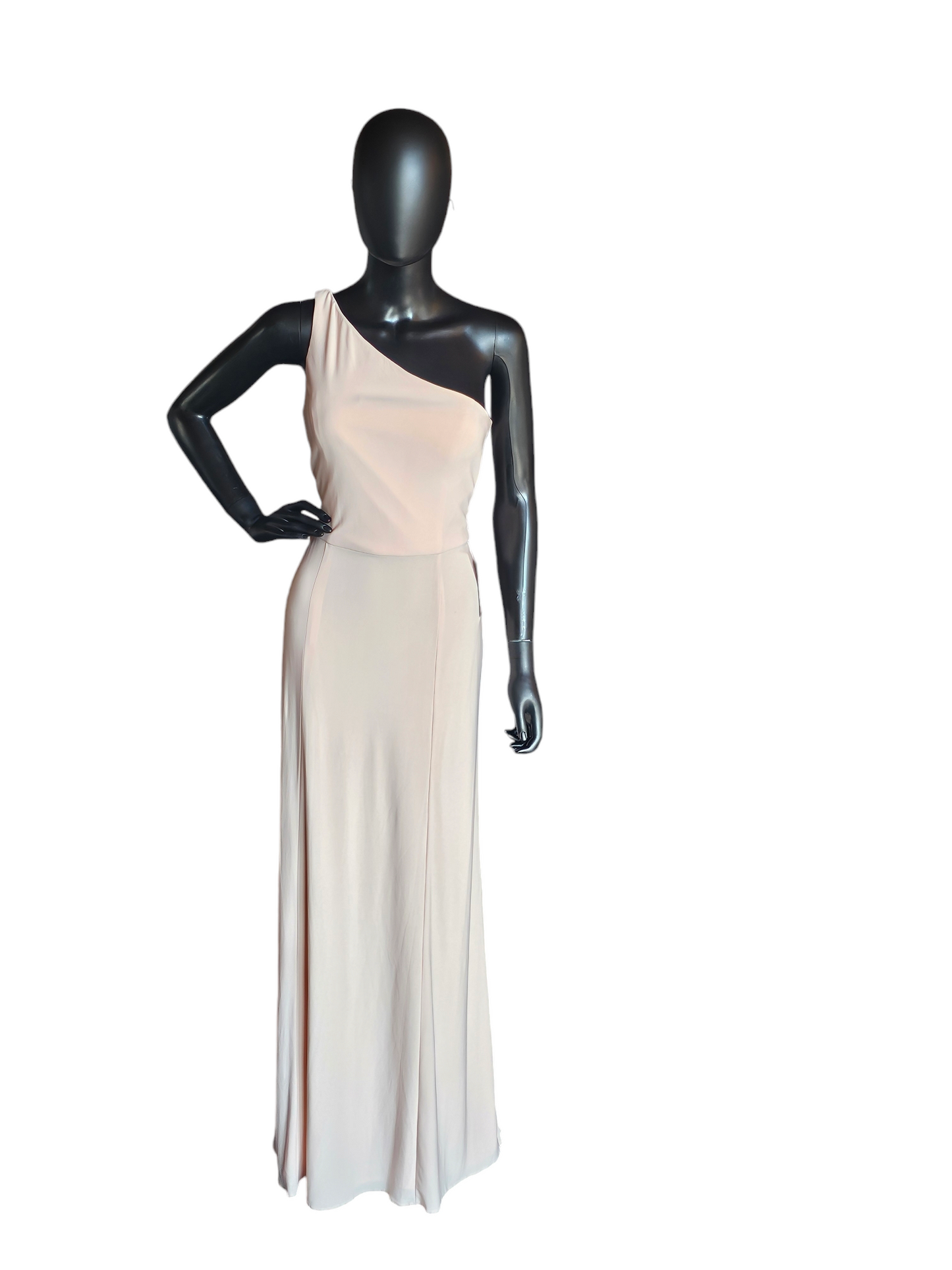 Blush Stretch Jersey One Shoulder Full Length Formal Gown - Nouvelle