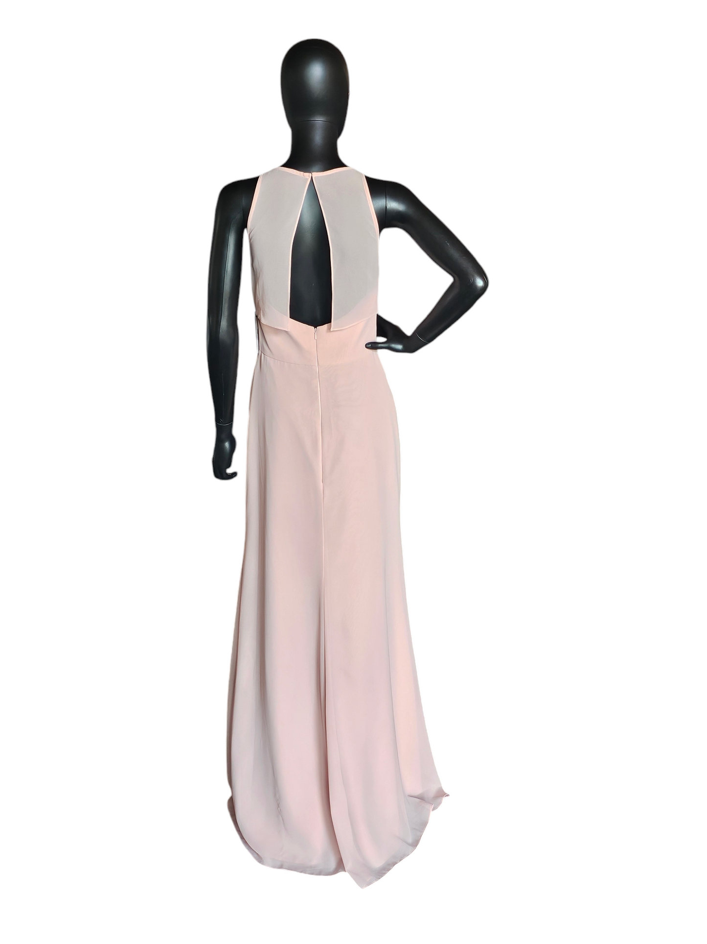 Blush Highneck Chiffon Halter Full Length Formal Gown - Hayley Paige