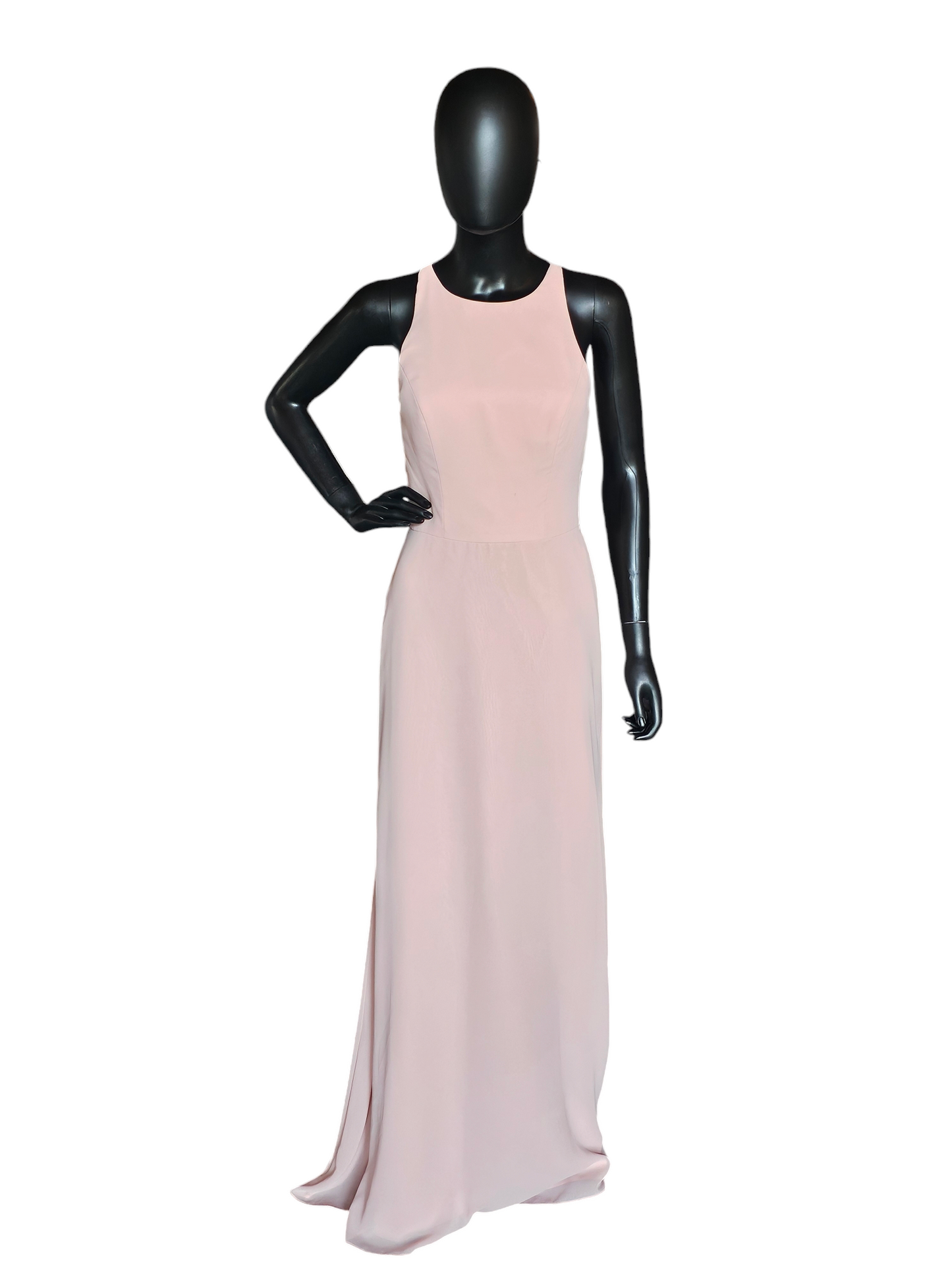 Blush Highneck Chiffon Halter Full Length Formal Gown - Hayley Paige