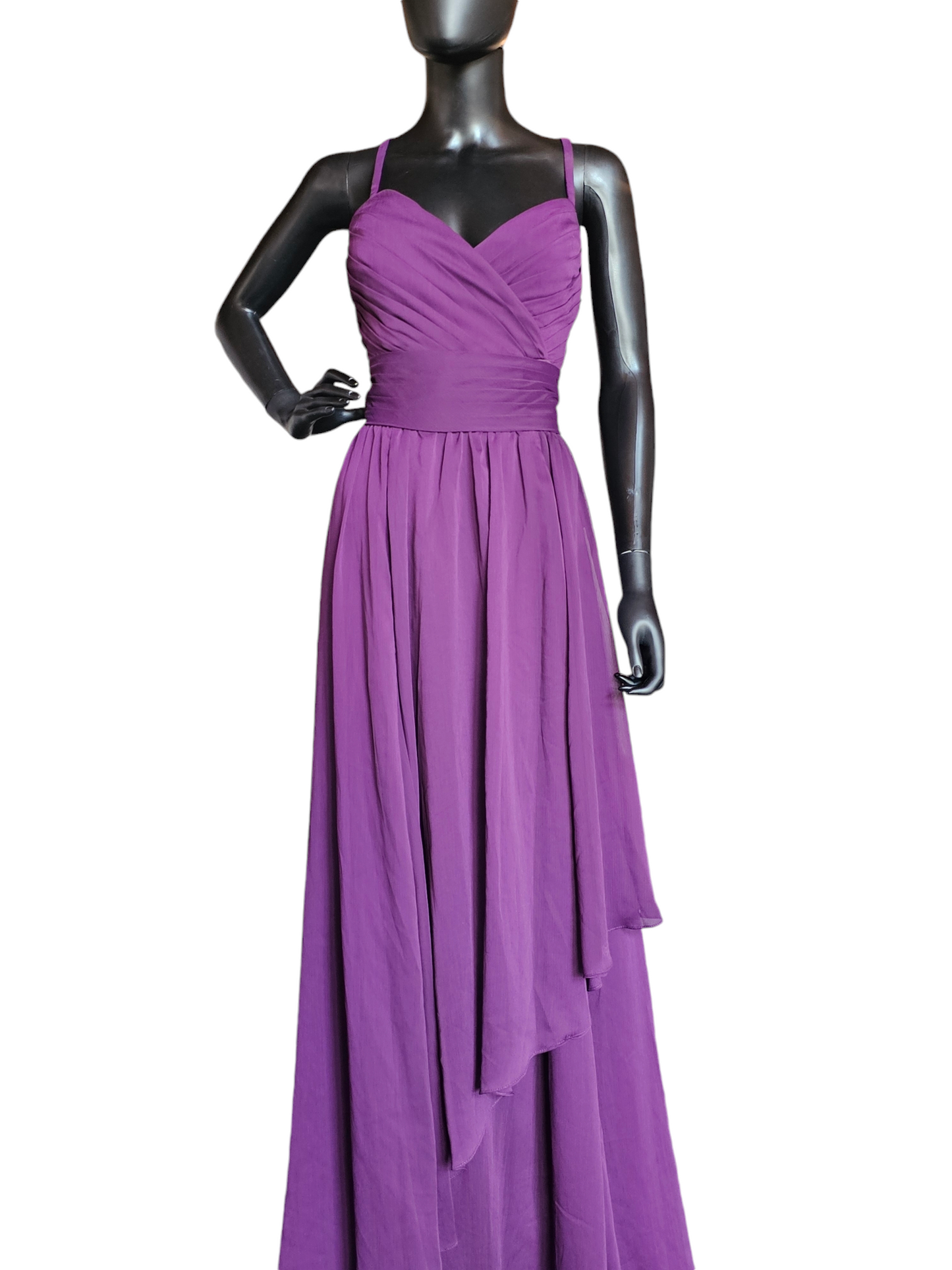 Plum Crepe Chiffon Bridesmaid Dress - Angelina Faccenda