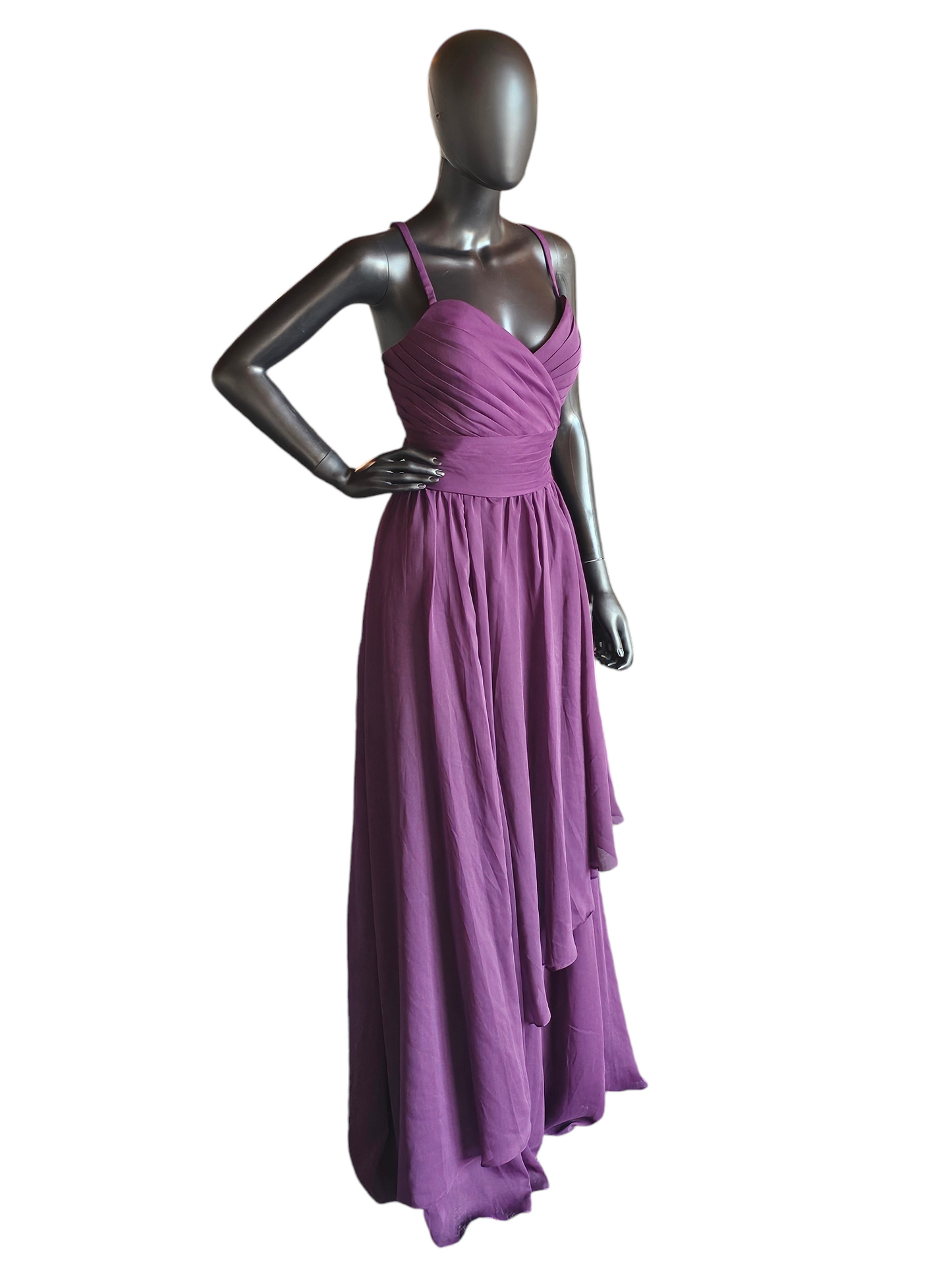 Plum Crepe Chiffon Bridesmaid Dress - Angelina Faccenda