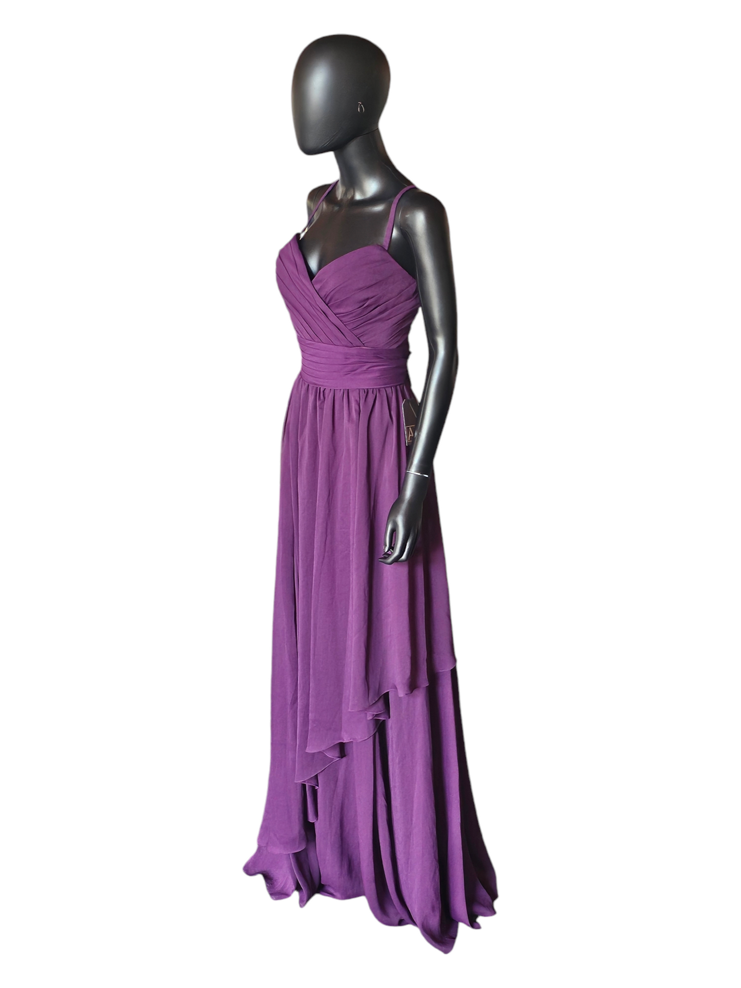 Plum Crepe Chiffon Bridesmaid Dress - Angelina Faccenda