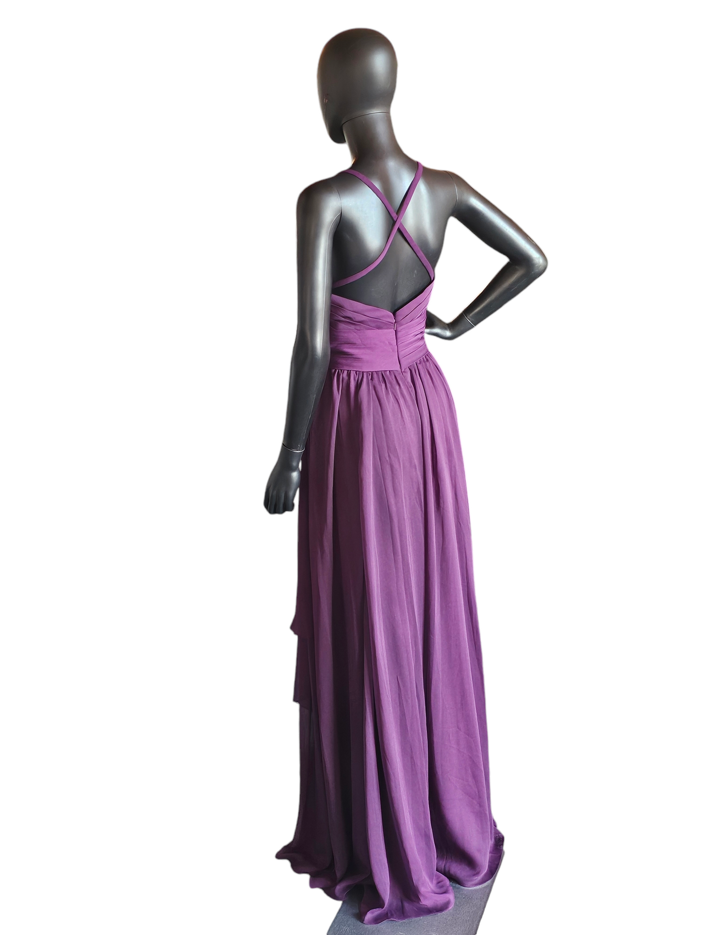 Plum Crepe Chiffon Bridesmaid Dress - Angelina Faccenda