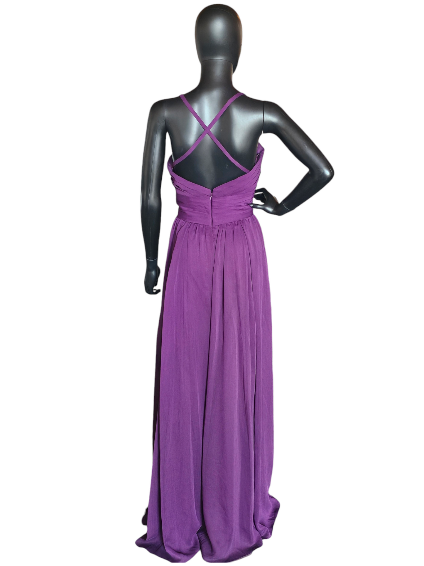 Plum Crepe Chiffon Bridesmaid Dress - Angelina Faccenda