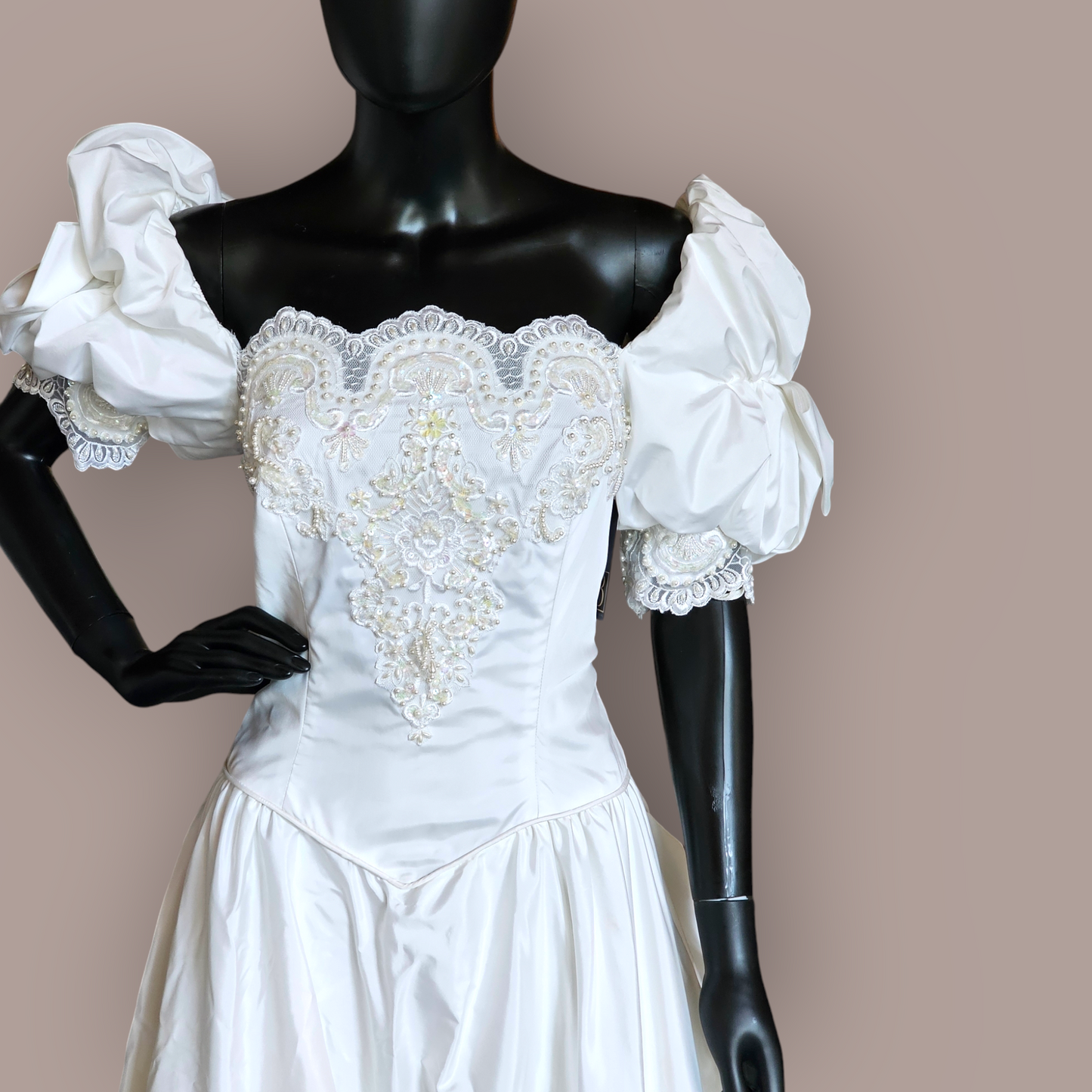 Vintage 80's Basque Waist Wedding Gown