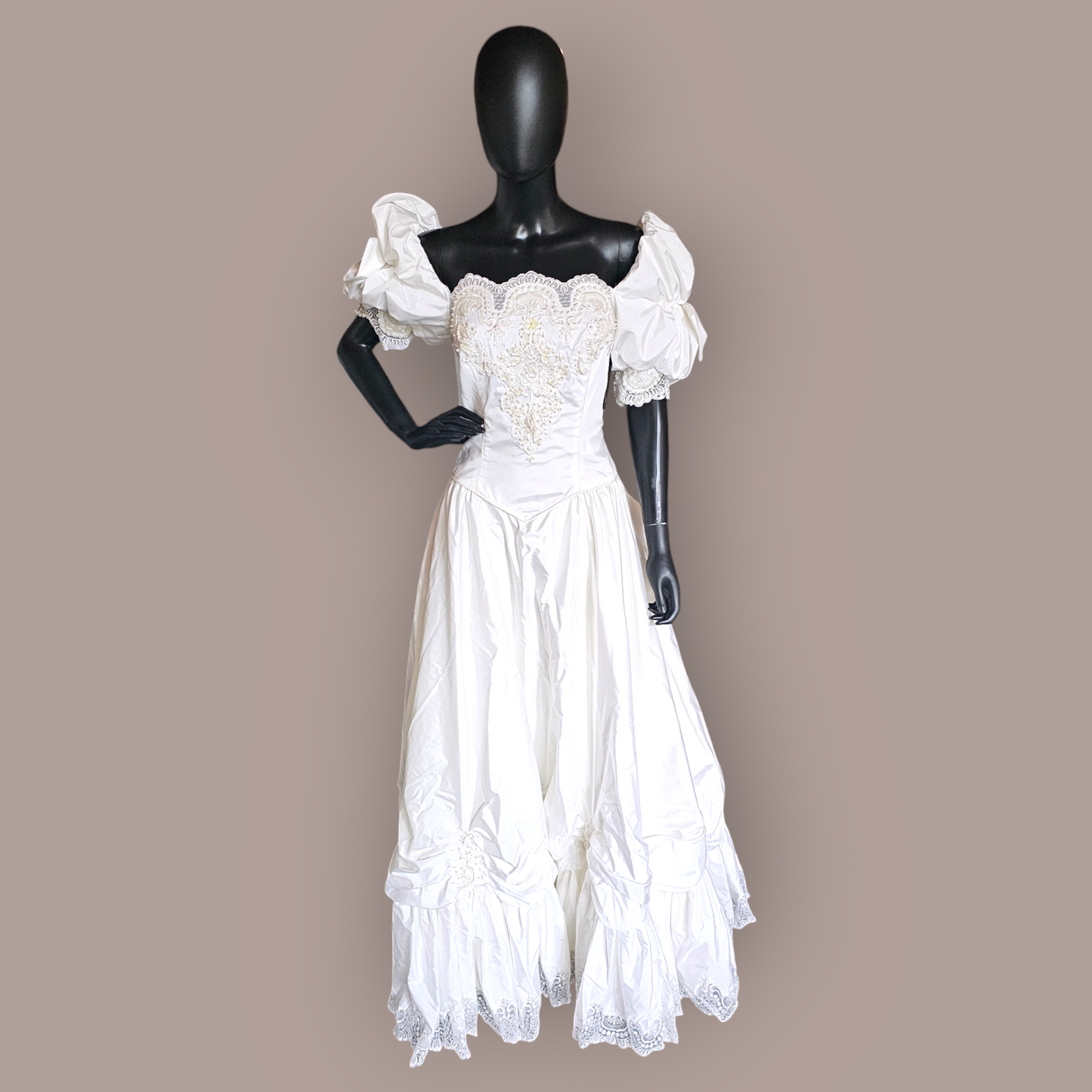 Vintage 80's Basque Waist Wedding Gown